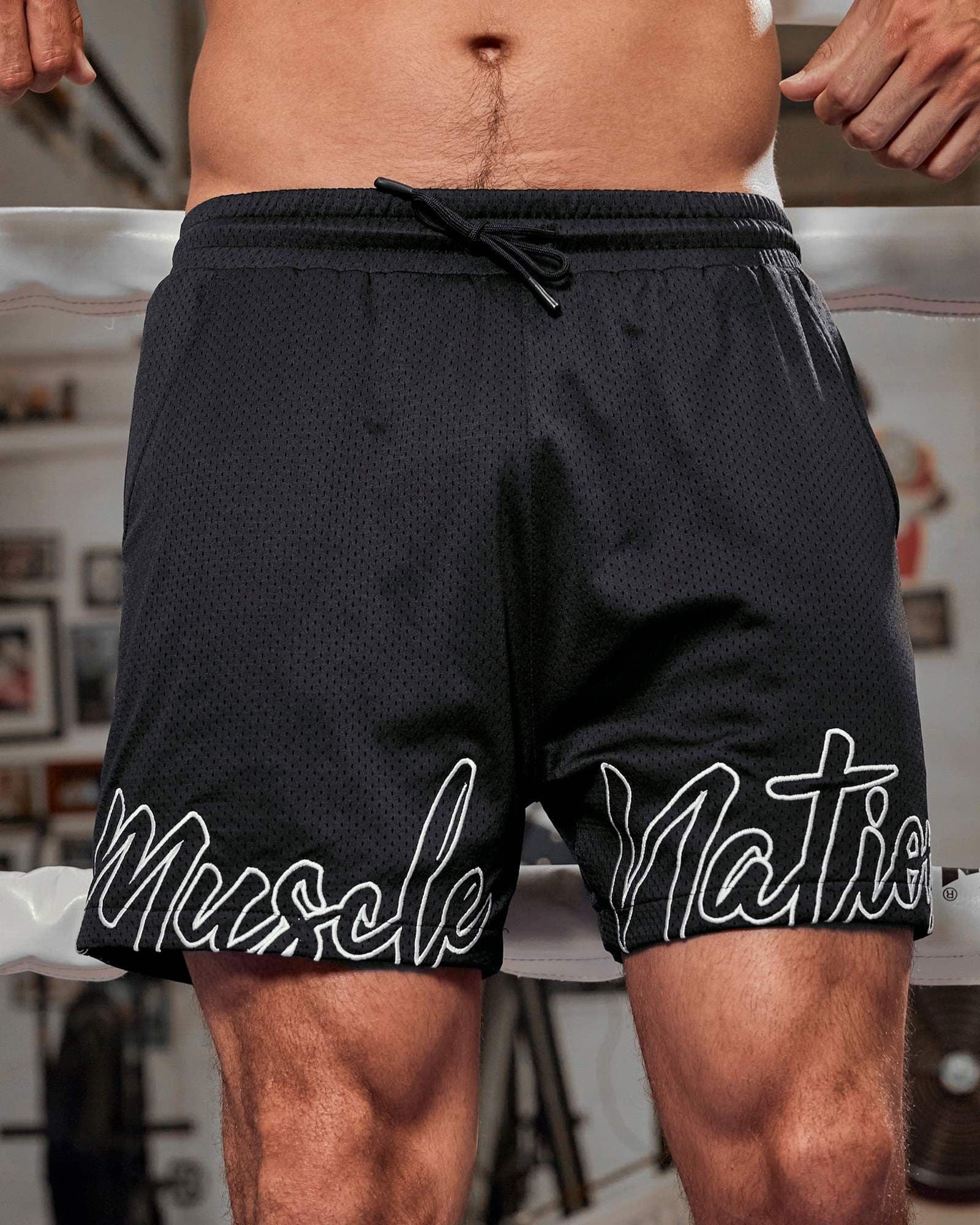 Script Lay Up 4" Shorts - Black