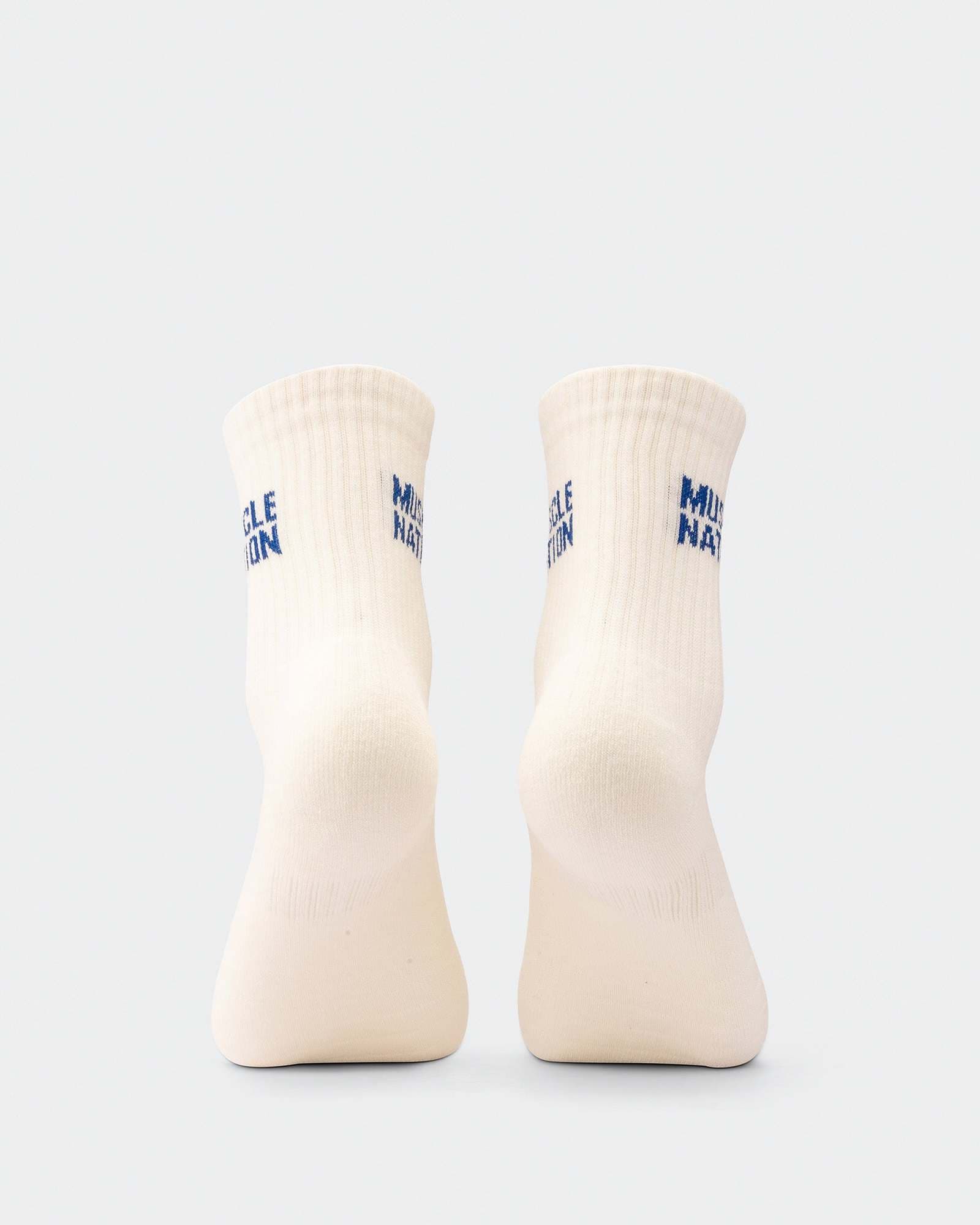 Womens Essential Crew Socks (3x Pack) - Navy / Hawaiian Blue / Off White