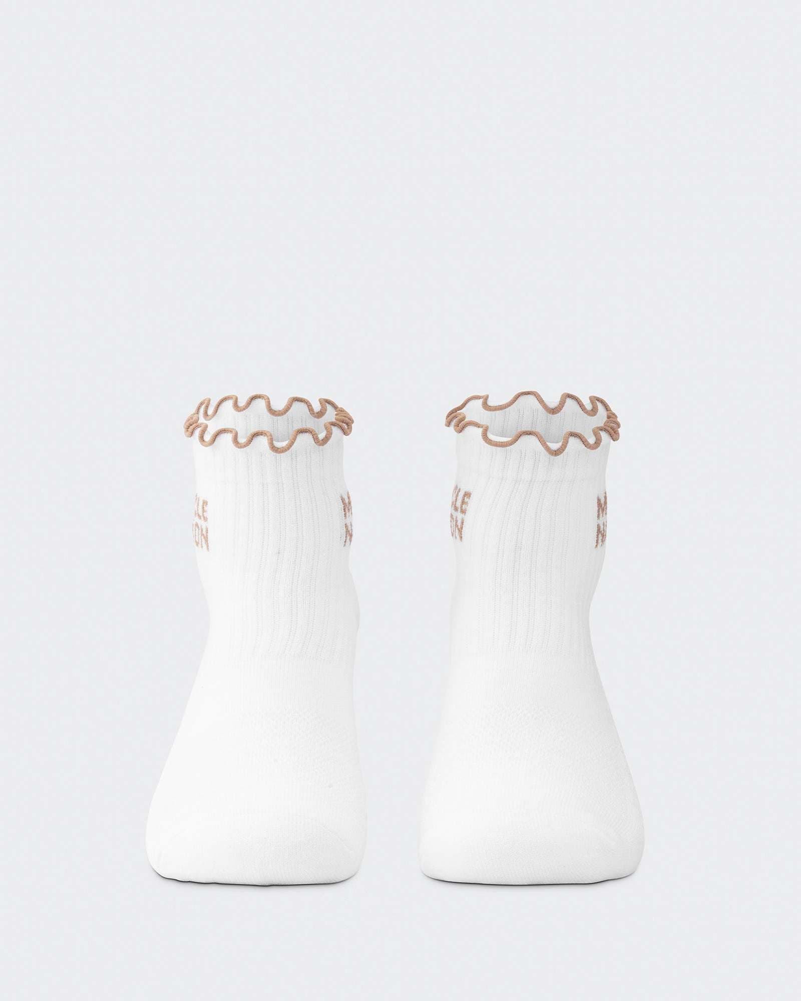 Ruffle Crew Sock - 1Pack - White / Stone
