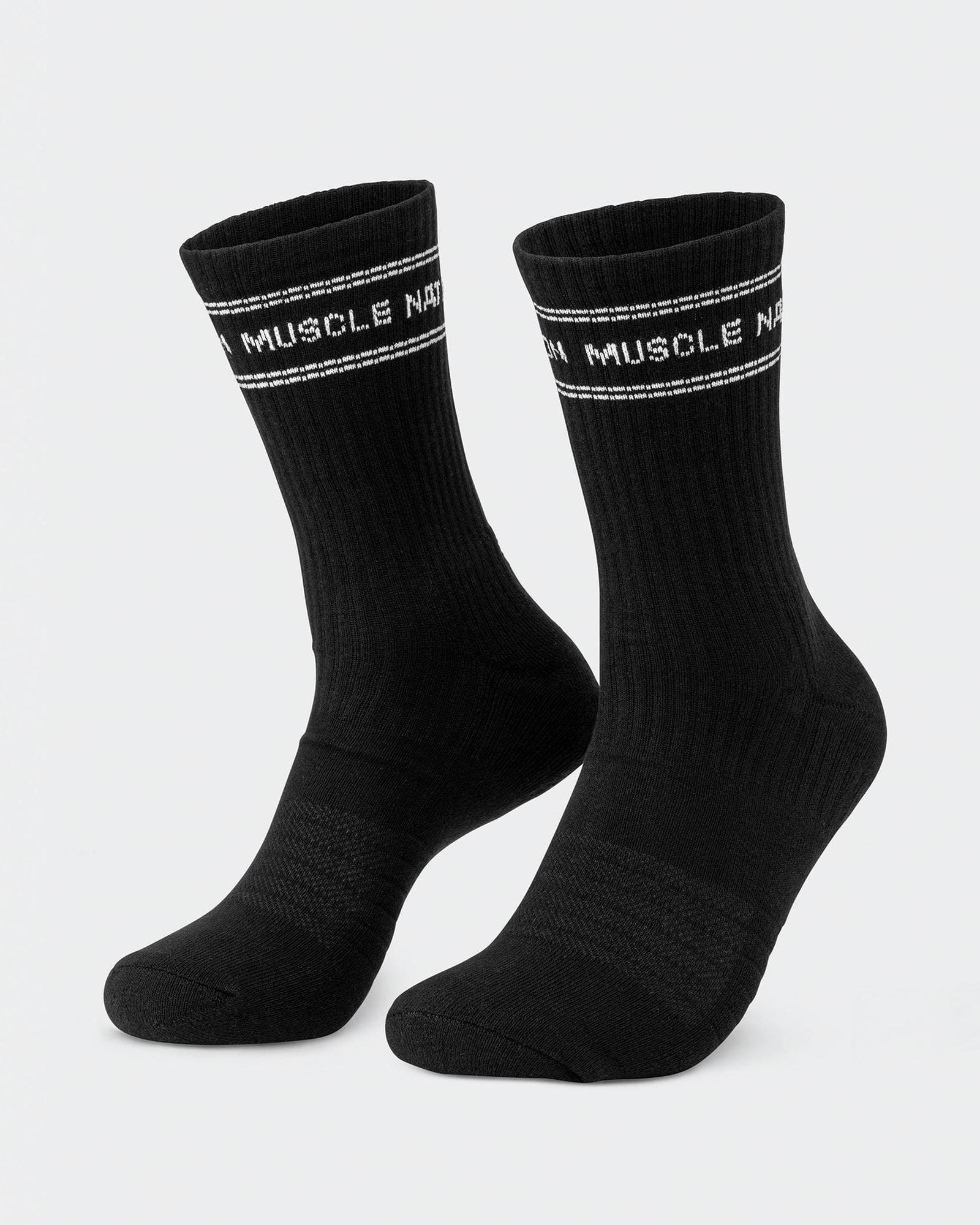 Mens Stripe Crew Sock (2x Pack) - Black