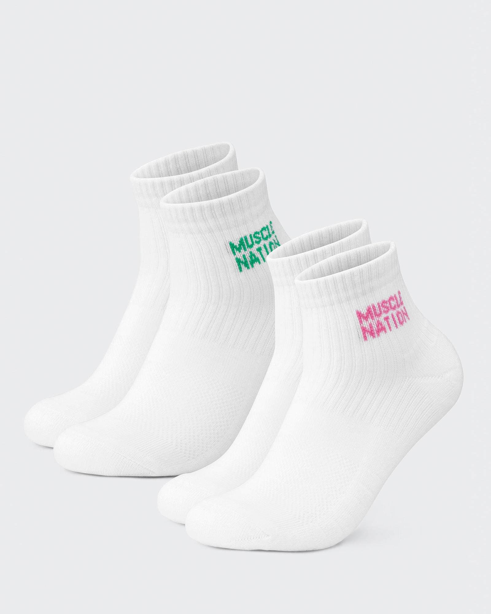 Womens 1/4 Crew Sock (2x Pack) - Clover/ Hollywood pink
