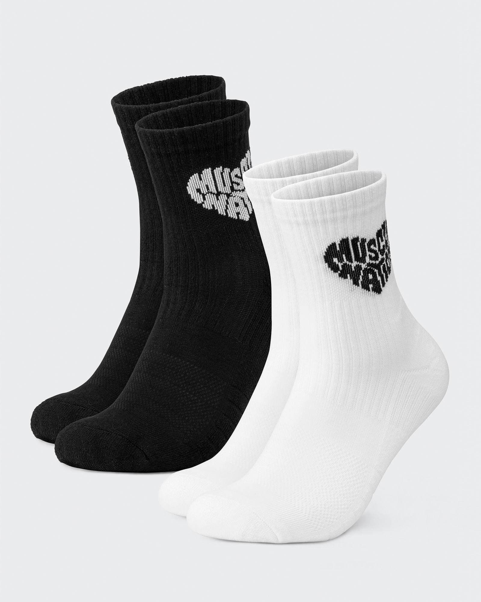 Womens Heart Crew Sock (2x Pack) - White/ Black