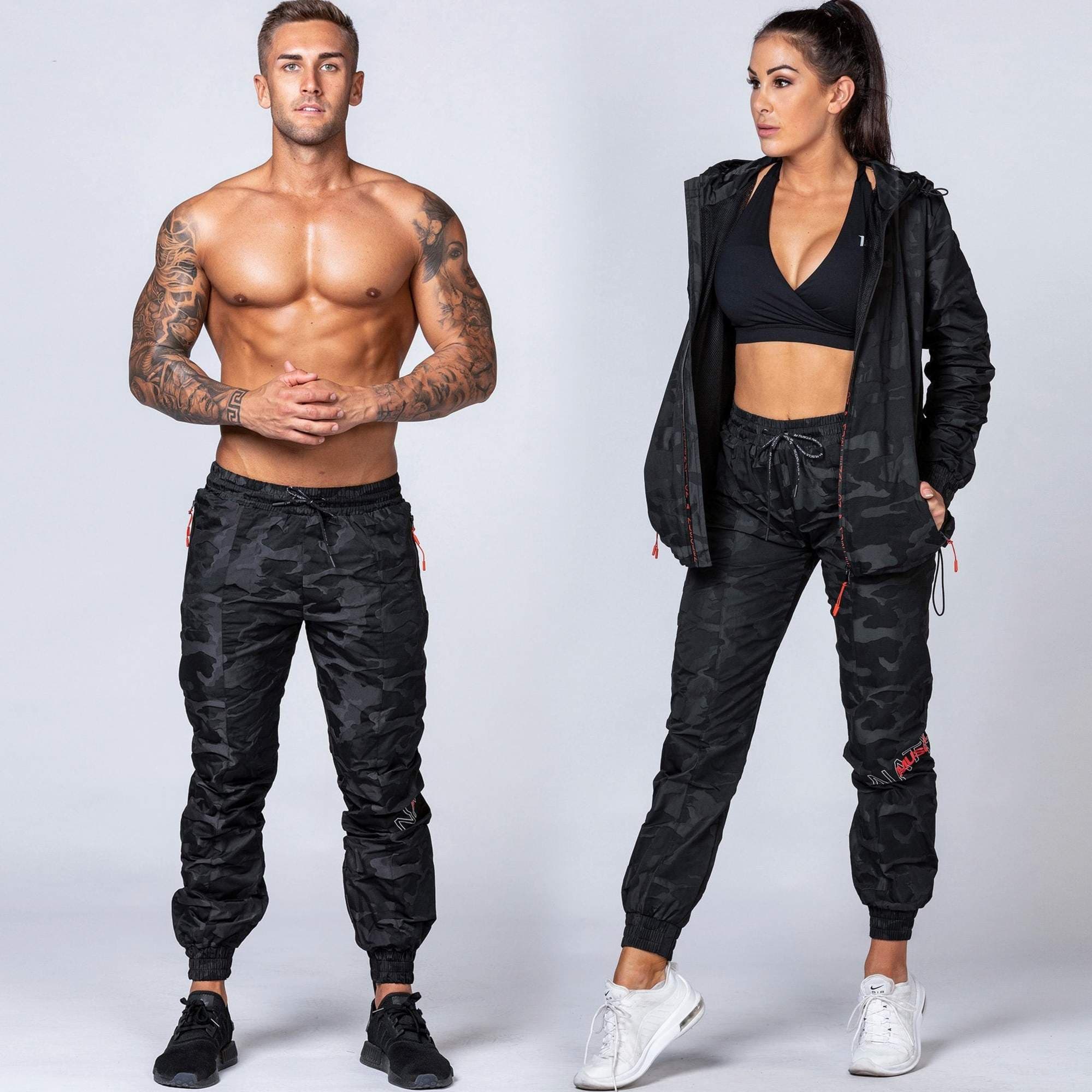 Unisex Tracksuit Pants - Black Camo