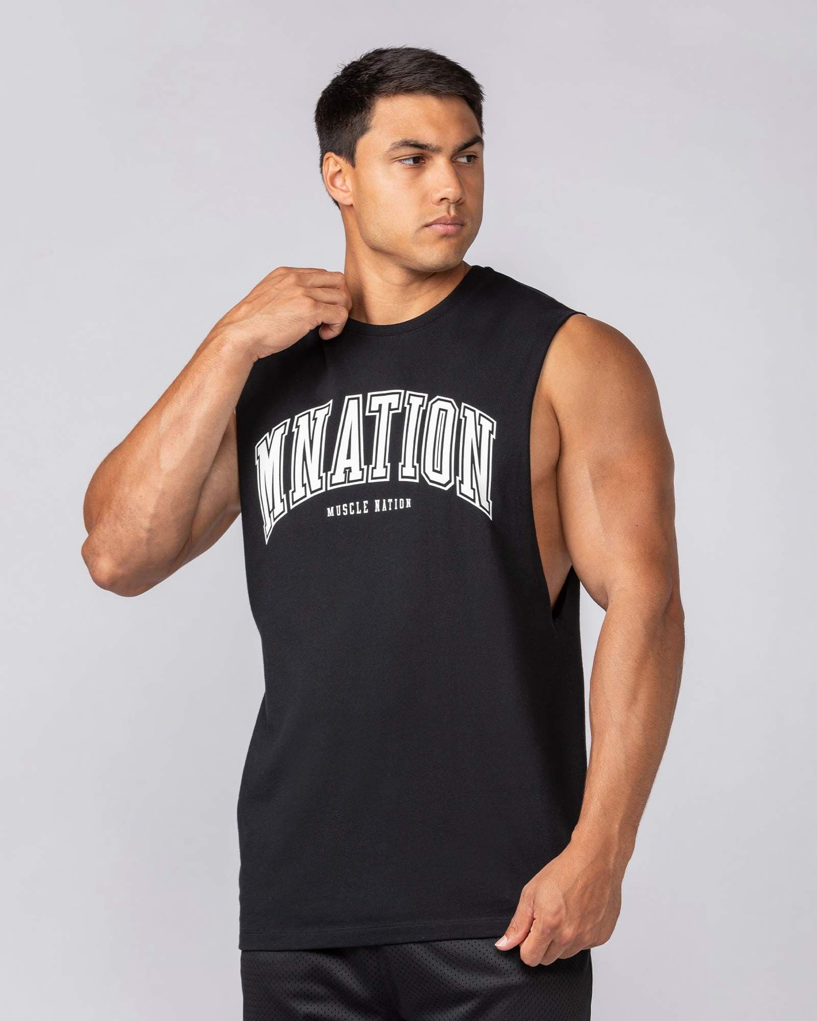 Varsity Training Drop Arm Tank - Black