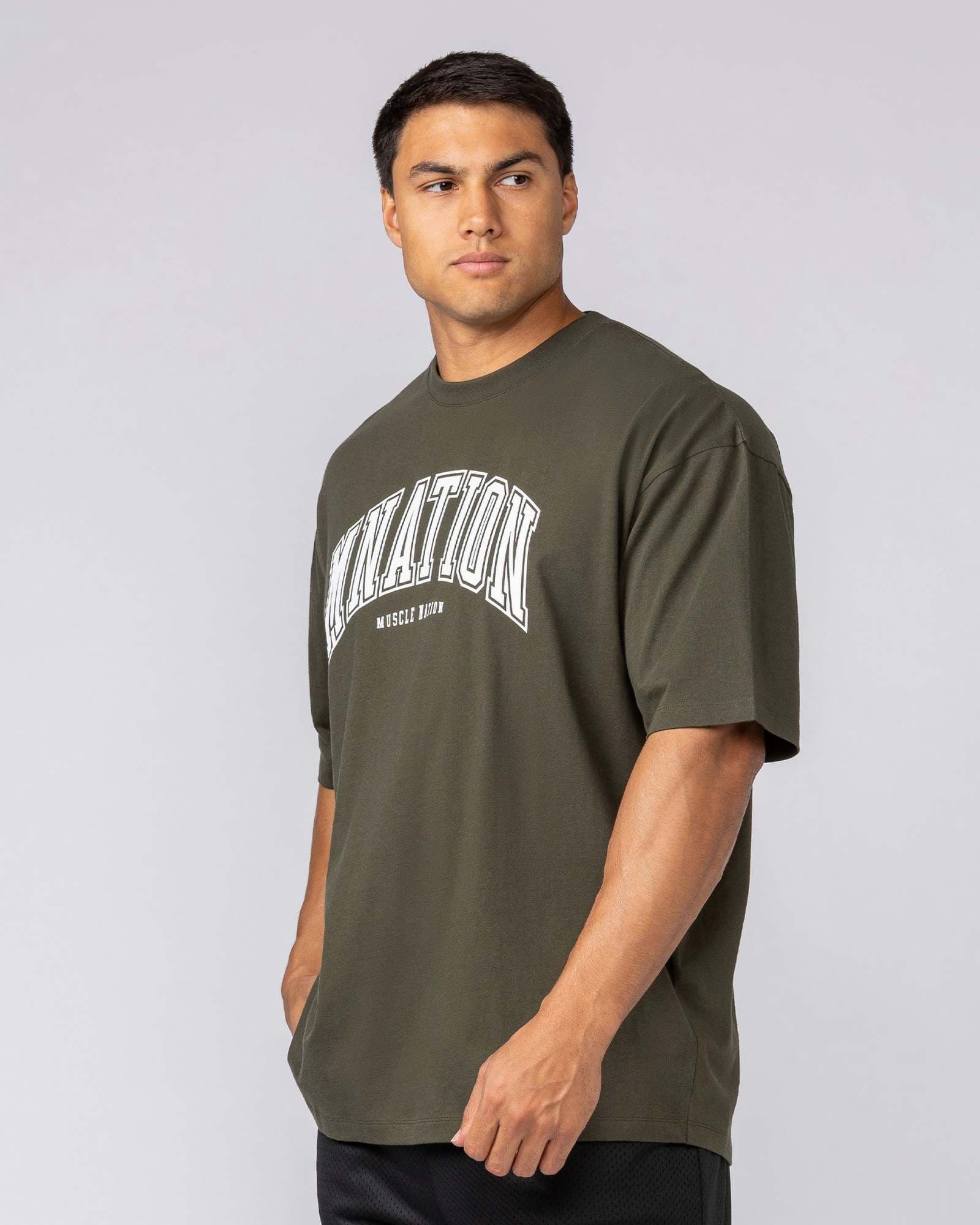 Varsity Training Oversized Tee - Dark Khaki