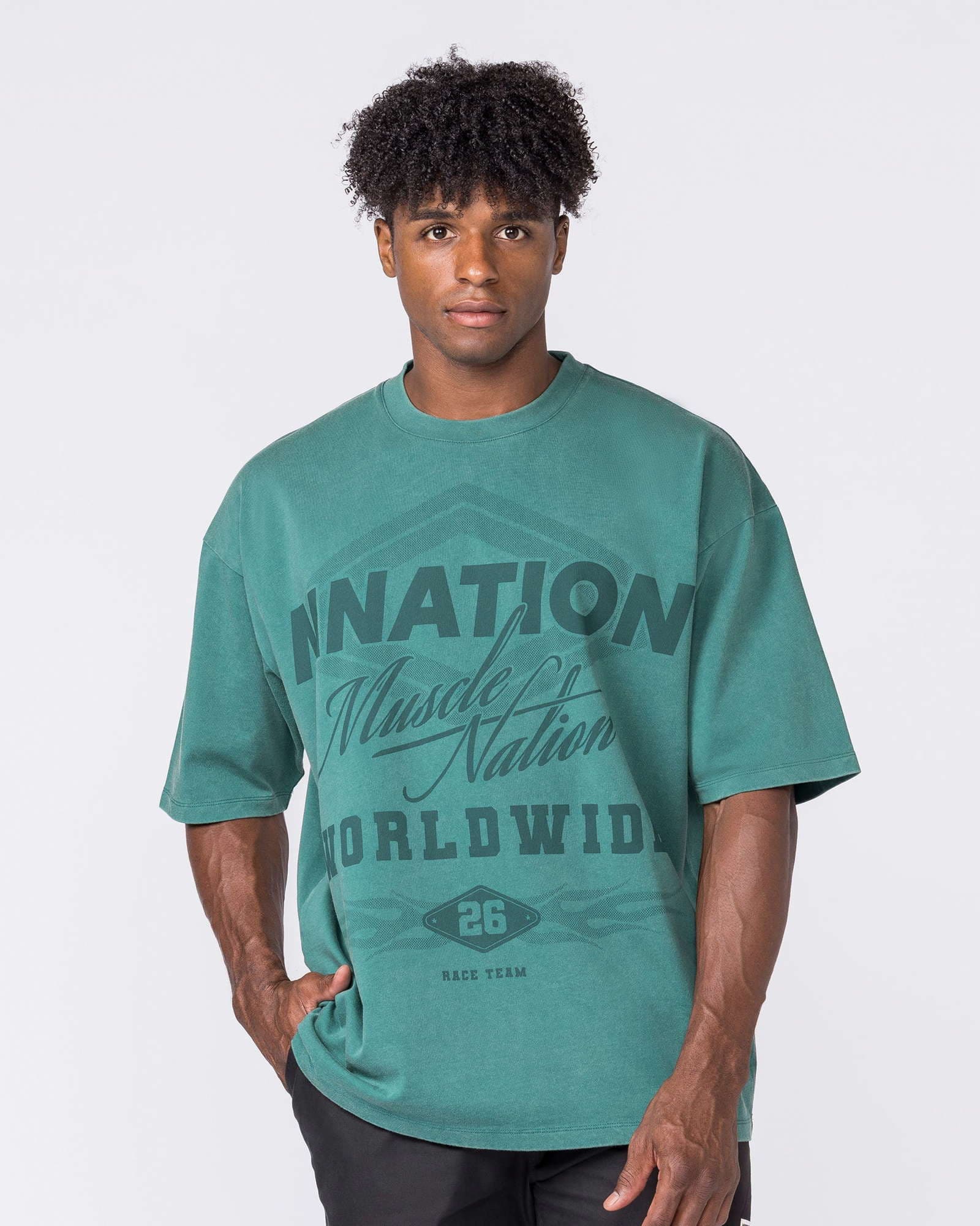 Racing Oversized Vintage Tee - Washed Leaf