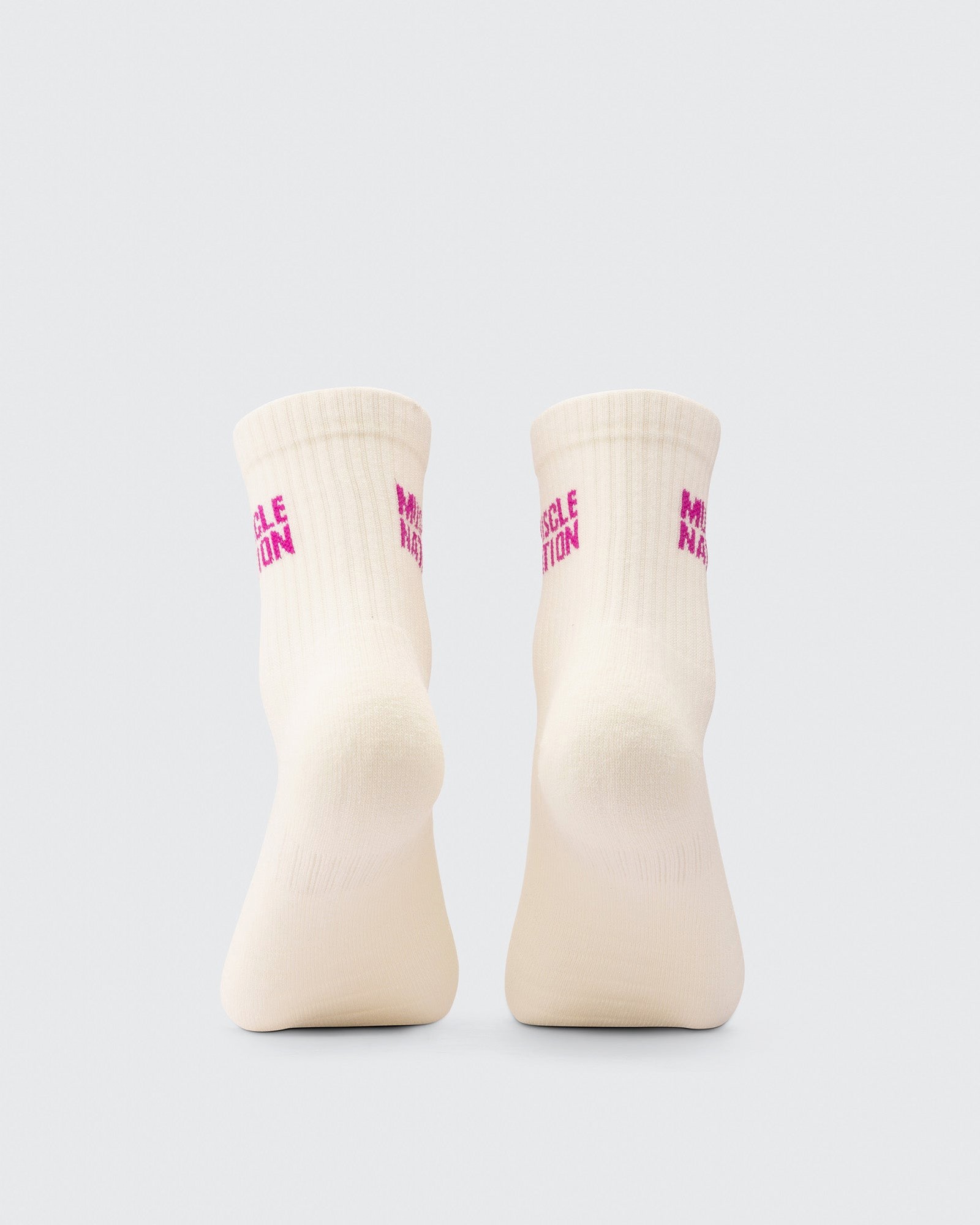 Womens Essential Crew Socks (3x Pack) - Off White / Bright Pink / Hyper Fuchsia