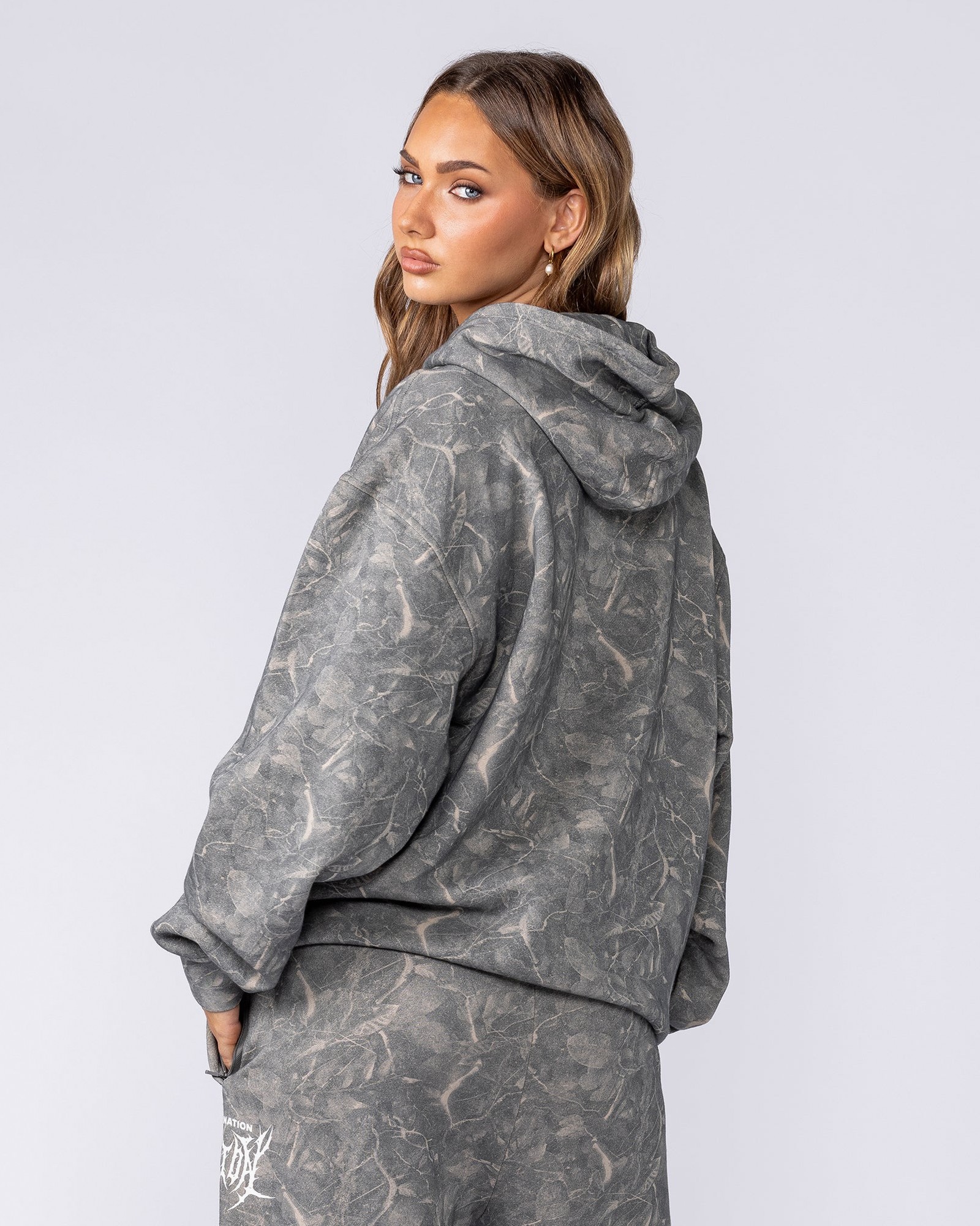 Gothic Oversized Hoodie - Washed Tree Camo