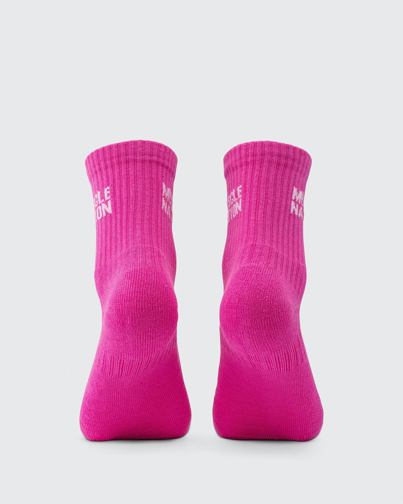 Womens Essential Crew Socks (3x Pack) - Off White / Bright Pink / Hyper Fuchsia