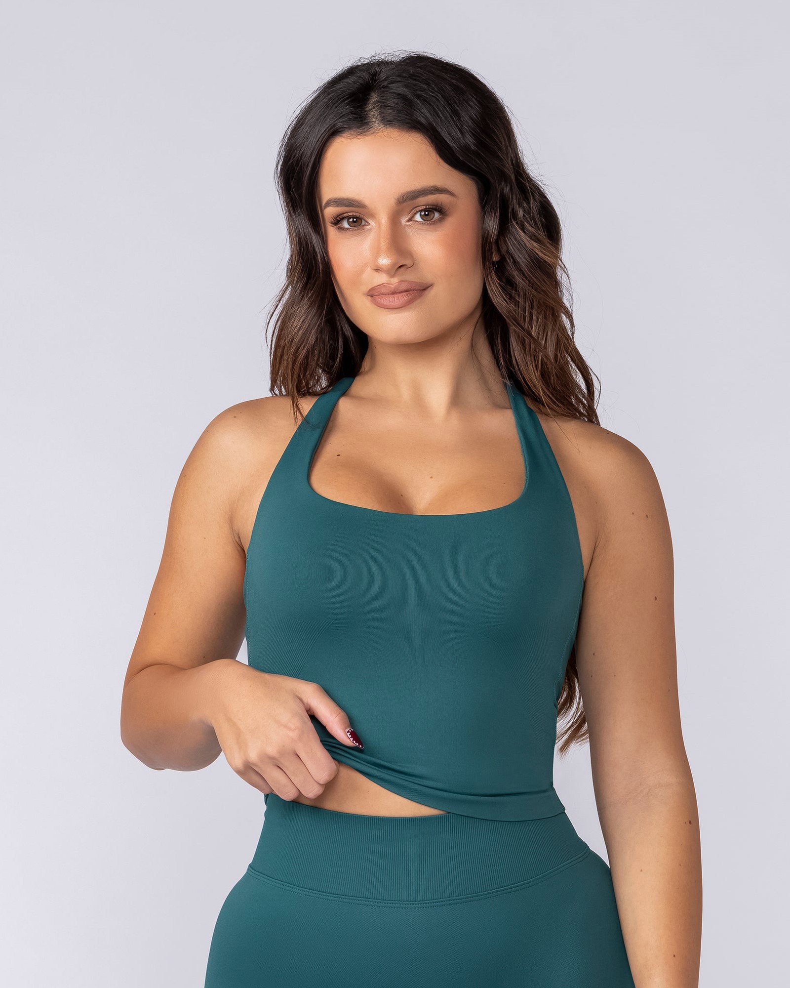 Sculpt Seamless Halter Bra Tank - Dark Jade