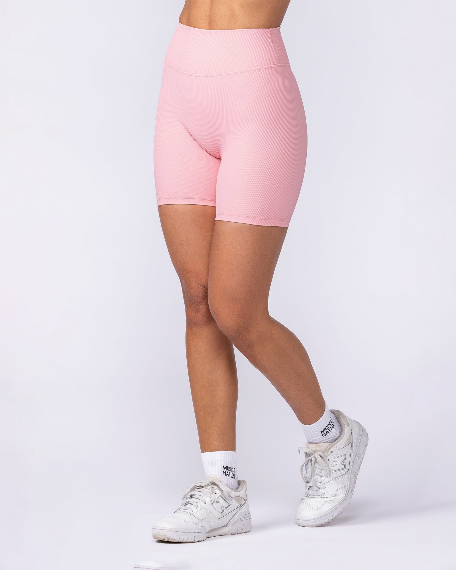 Zero Rise Rib Bike Shorts - Petal Pink