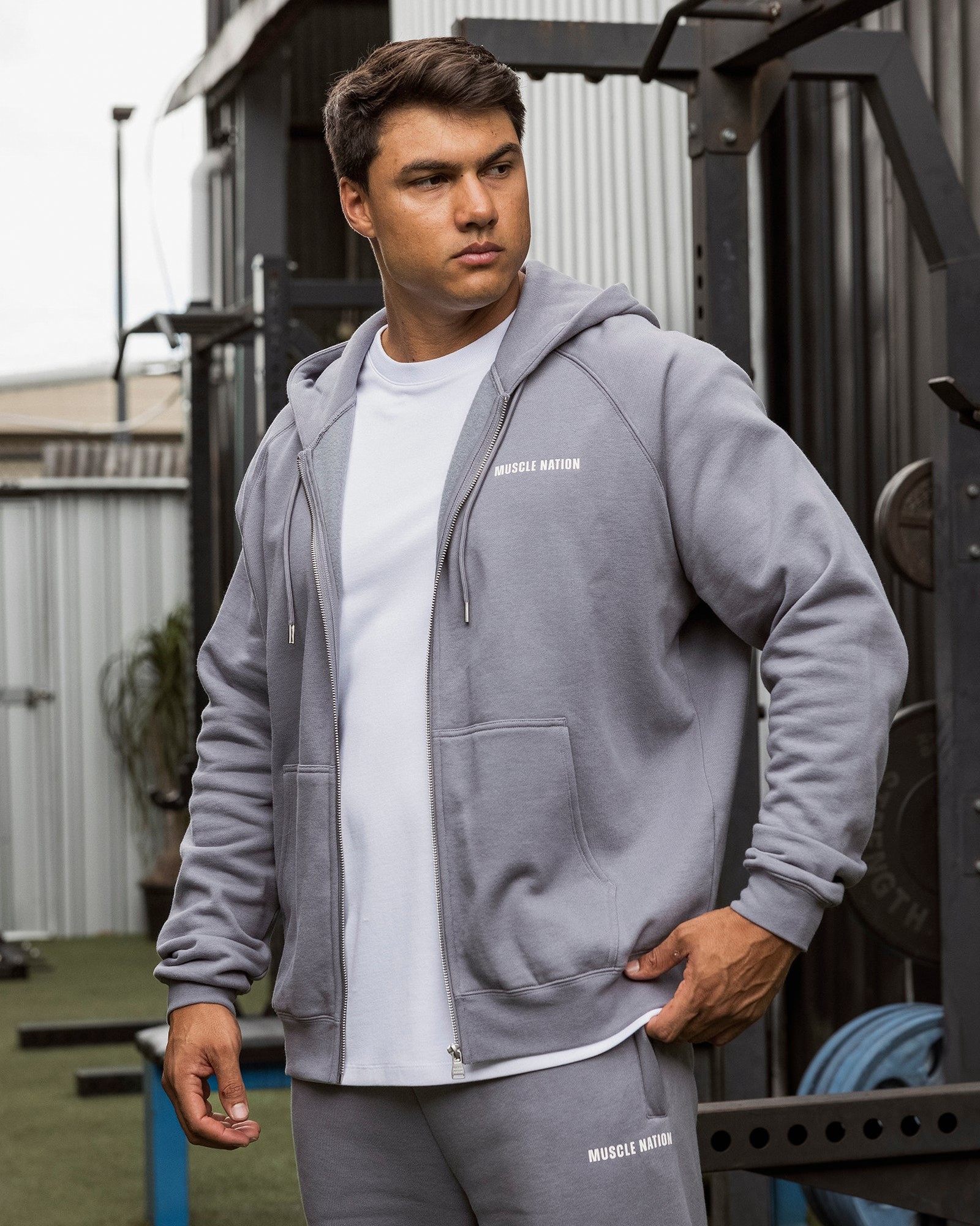 Essential Zip Hoodie - Cement