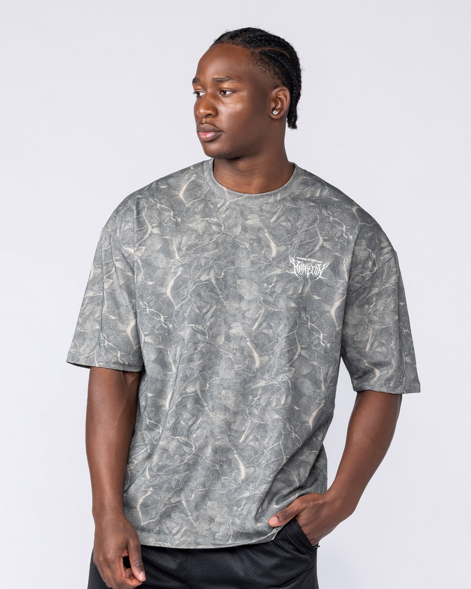 Gothic Oversized Tee - Washed Tree Camo