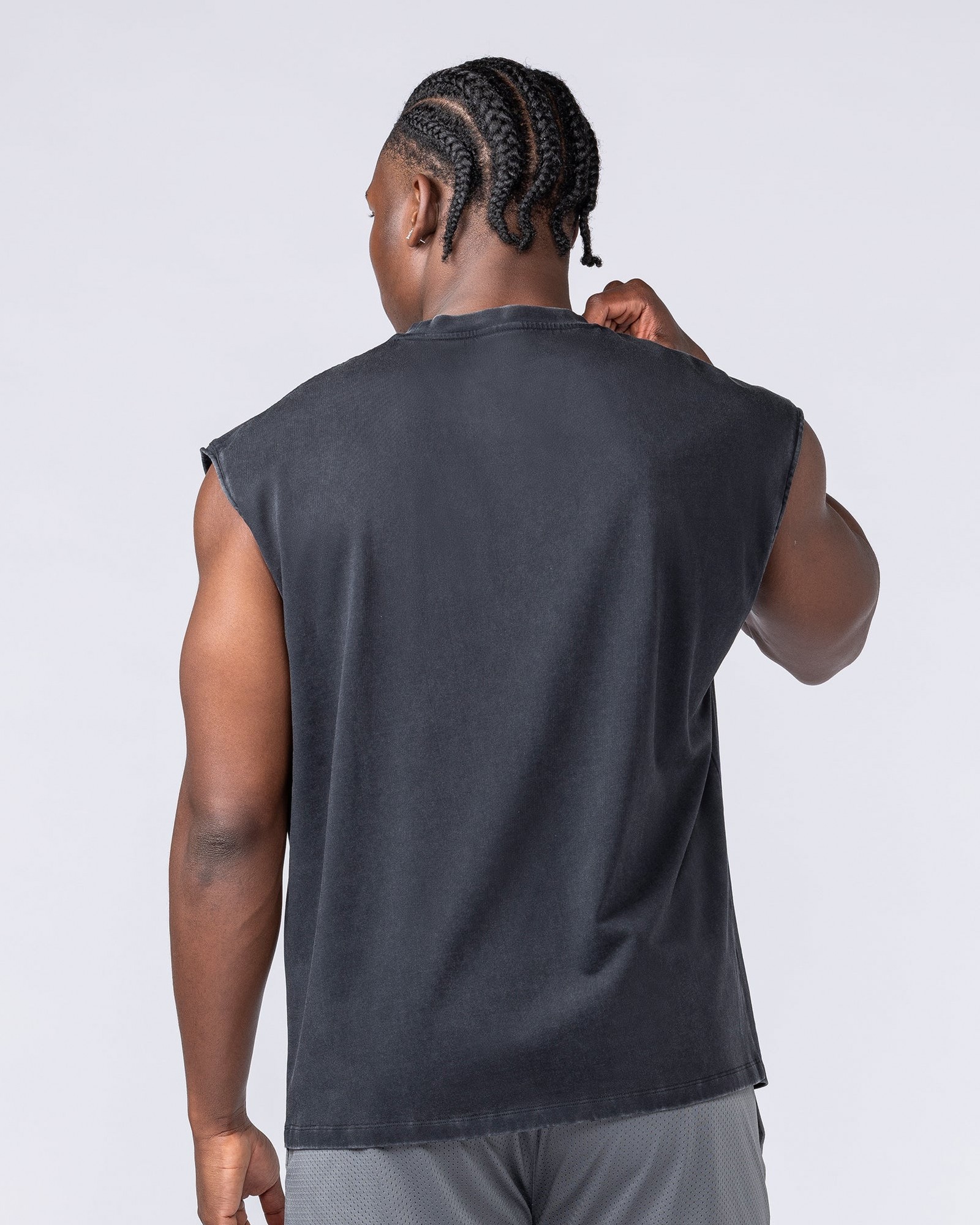 Gothic Eagle Boxy Muscle Tank - Washed Black