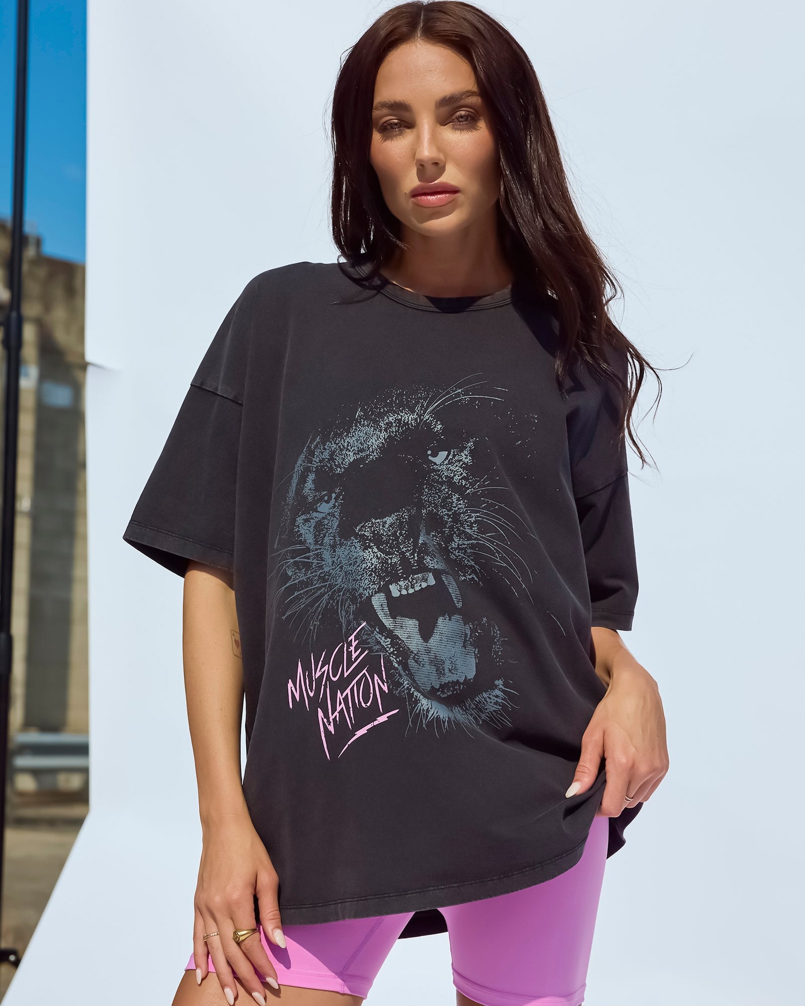 Panther Oversized Vintage Tee - Washed Black