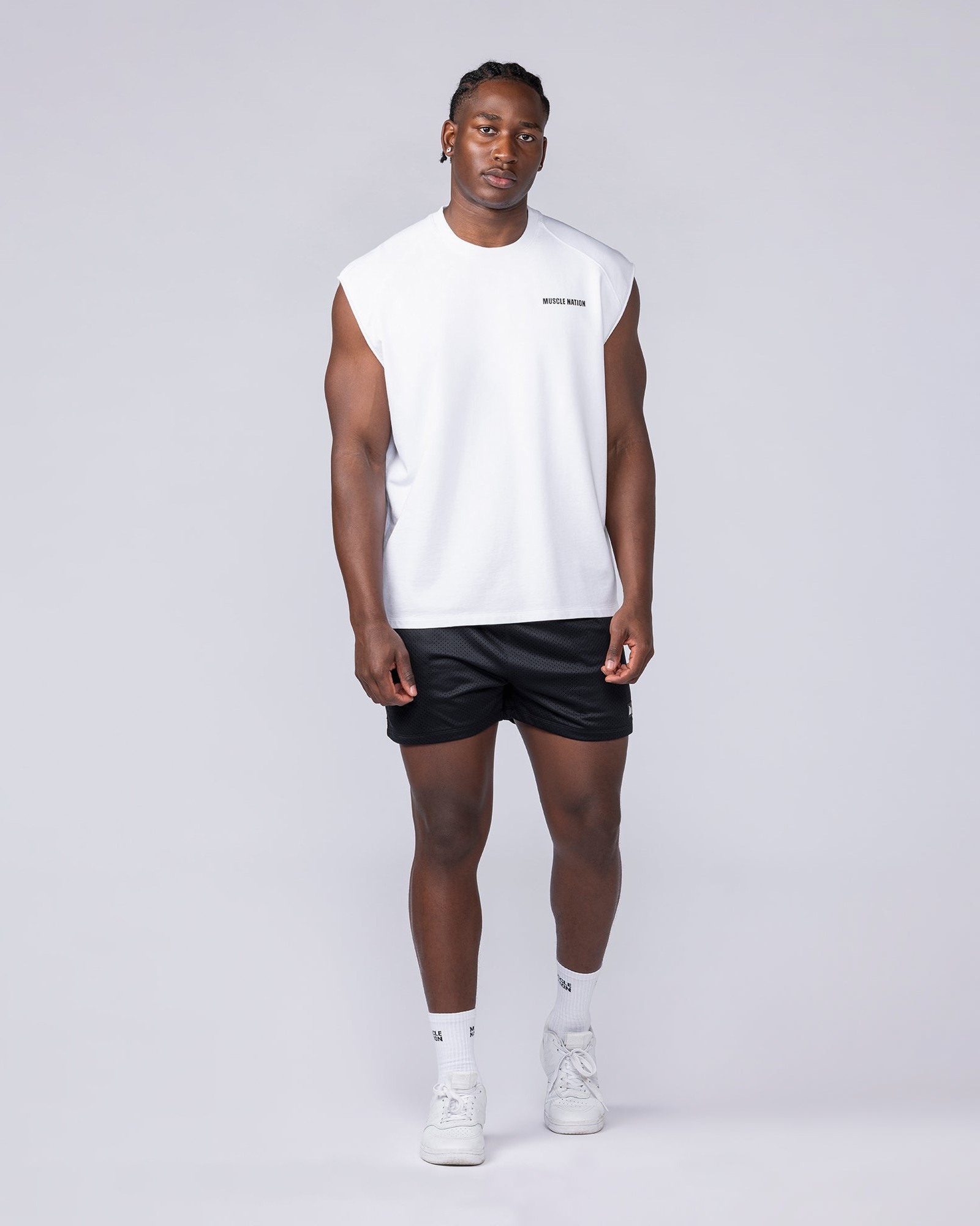 Essential Boxy Muscle Tank - White