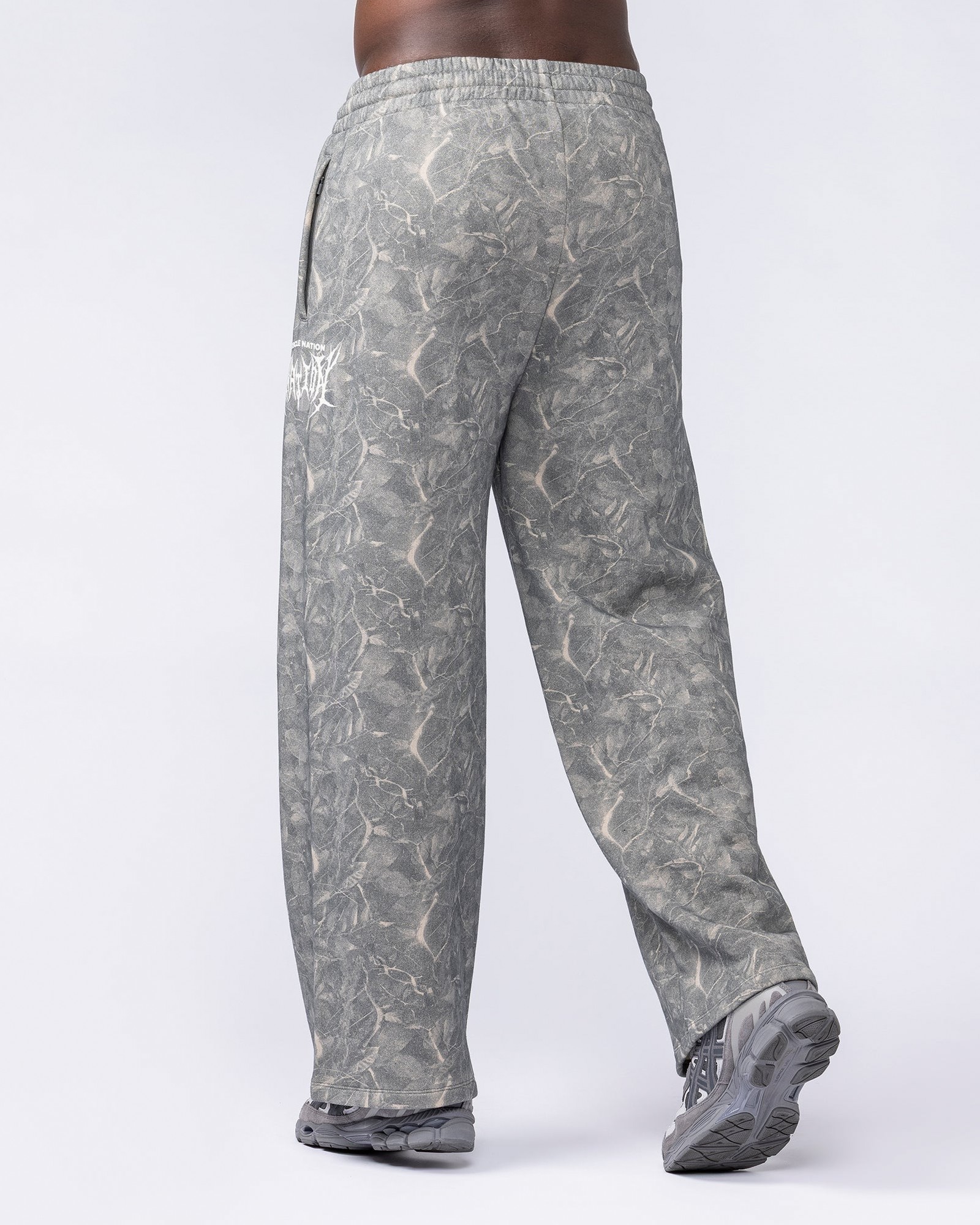 Gothic Wide Leg Trackies - Washed Tree Camo