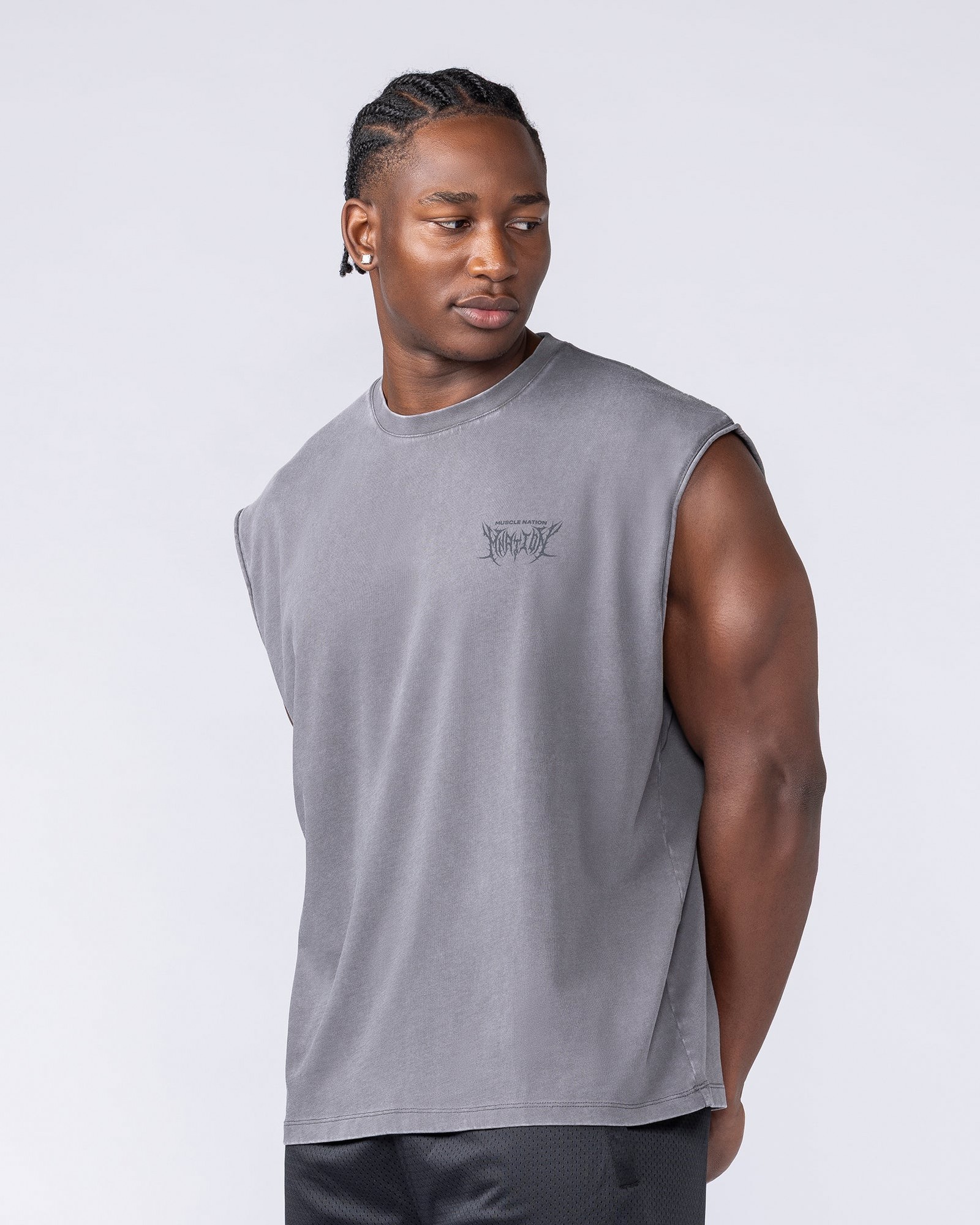 Gothic Boxy Muscle Tank - Washed Tornado