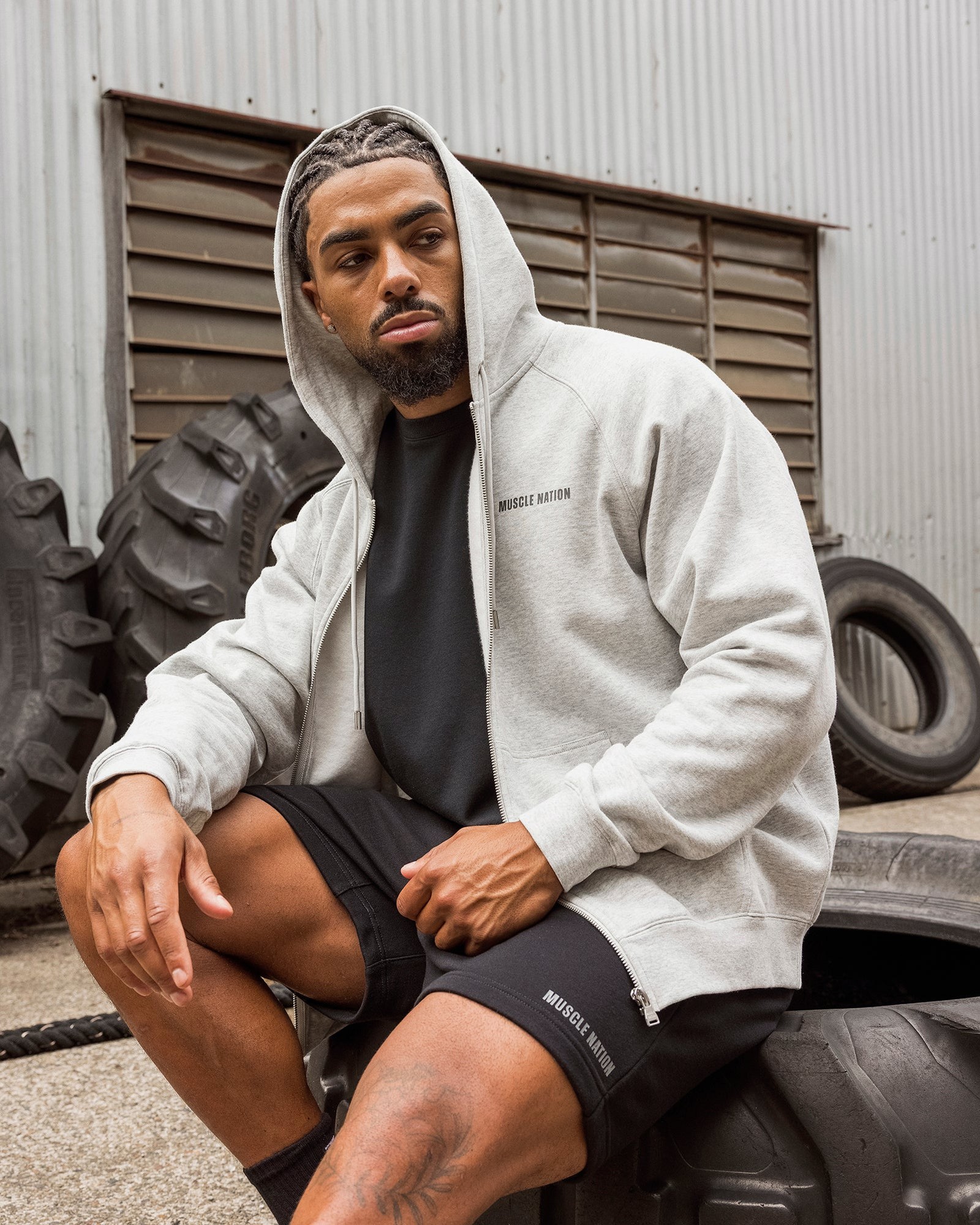 Essential Zip Hoodie - Grey Marl