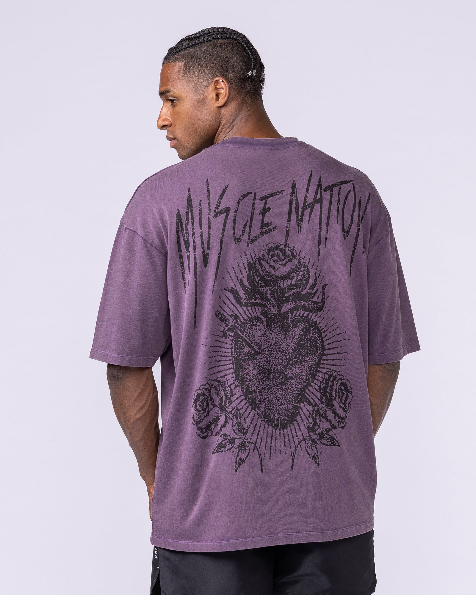 Heartless Oversized Vintage Tee - Washed Dark Purple