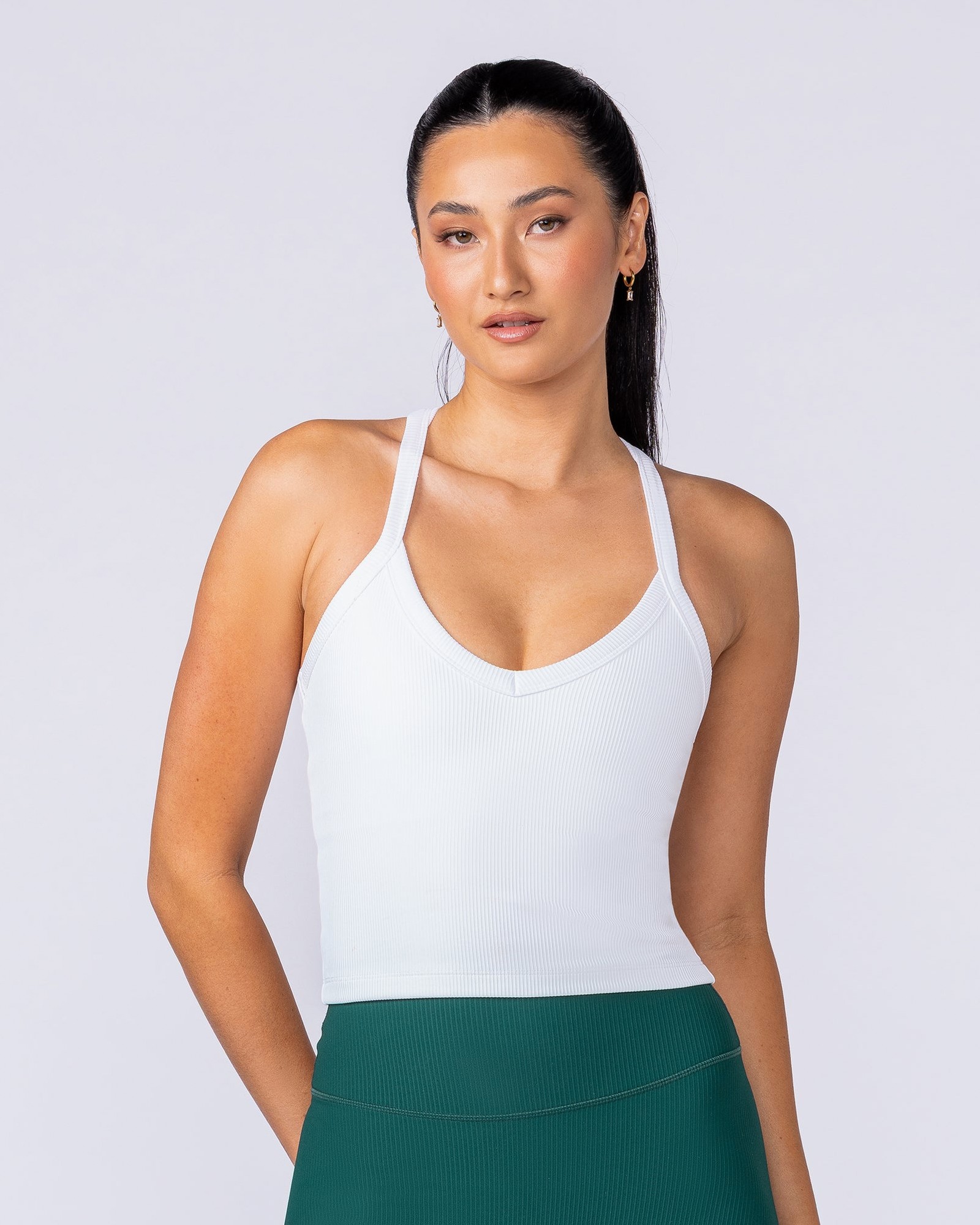 Stunner Rib Bra Tank - White