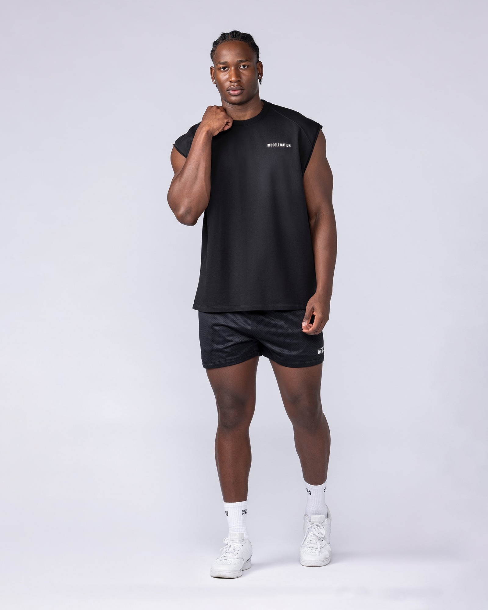 Essential Boxy Muscle Tank - Black