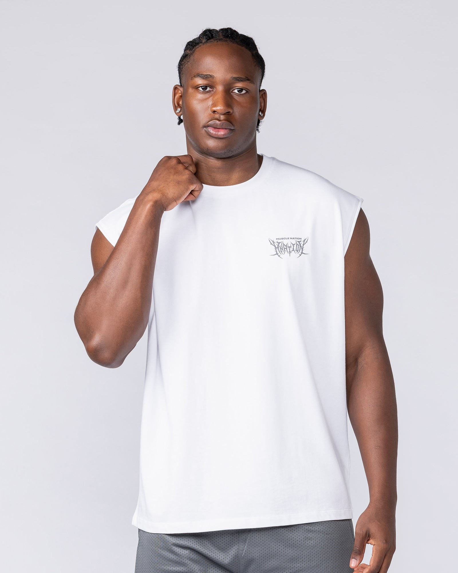 Gothic Boxy Muscle Tank - White