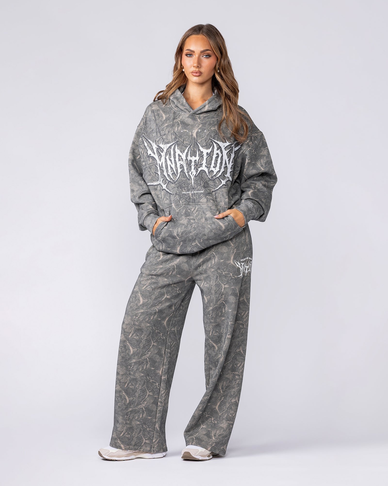 Gothic Oversized Hoodie - Washed Tree Camo