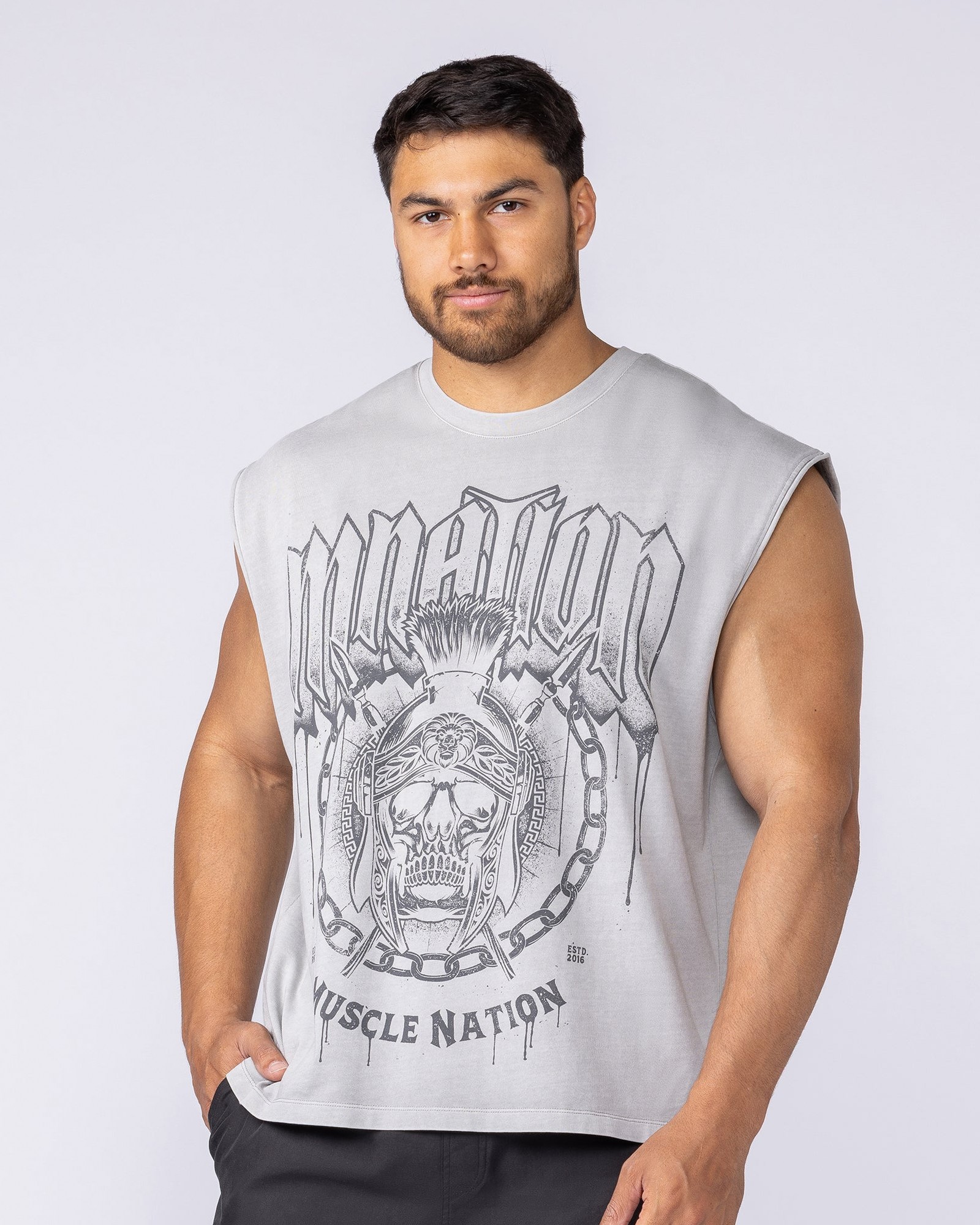 Spartan Vintage Boxy Muscle Tank - Washed Quiet Grey