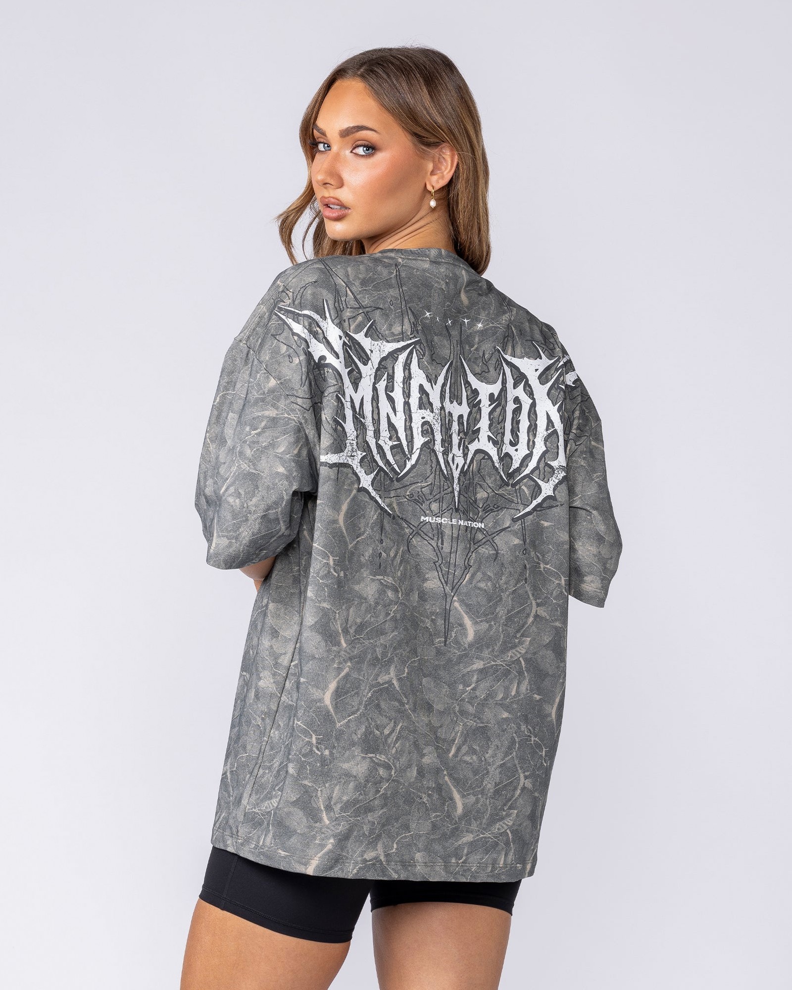 Gothic Oversized Tee - Washed Tree Camo