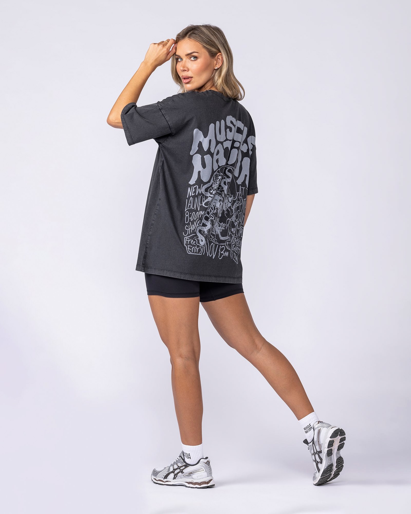 Rock On Oversized Tee - Washed Black