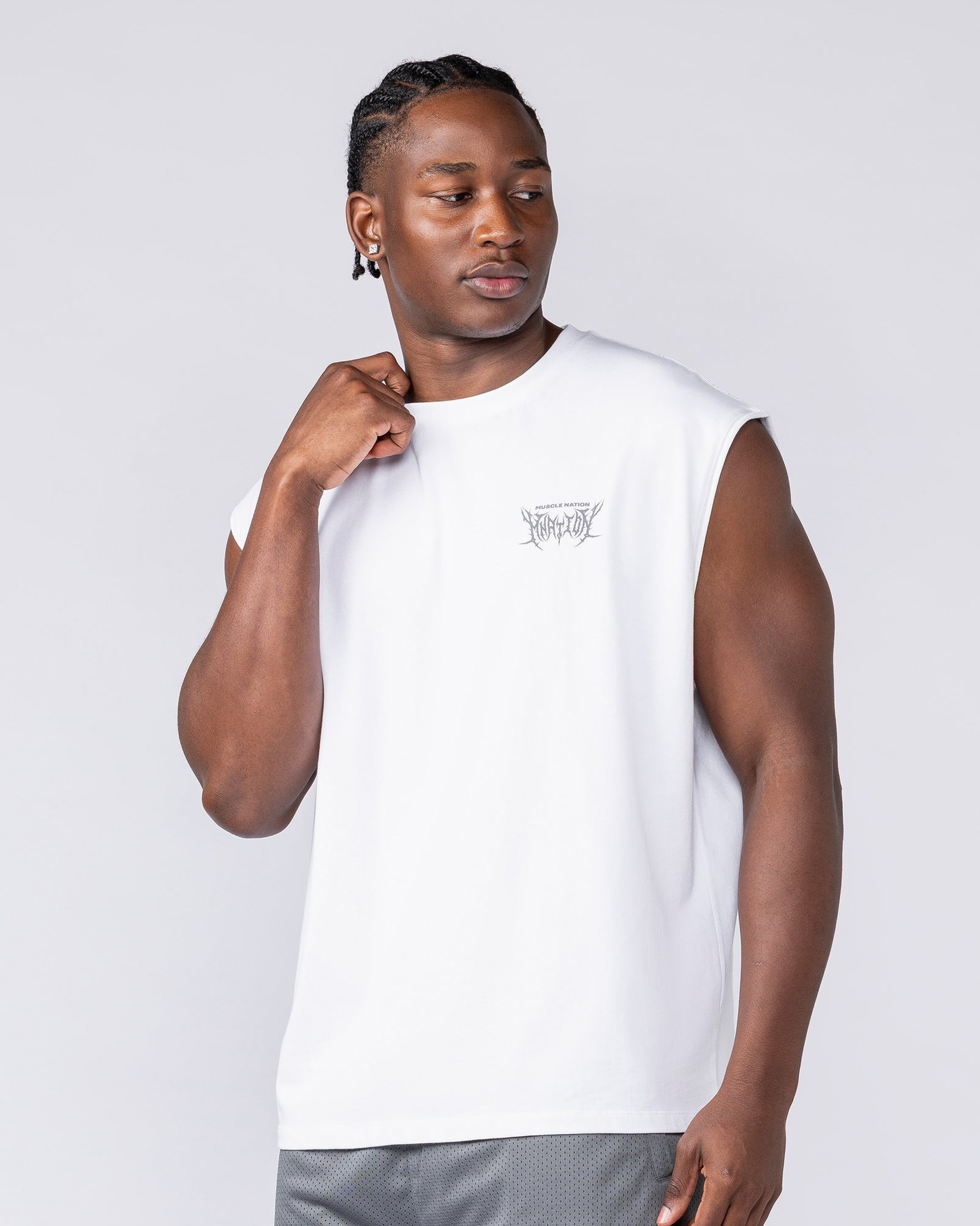 Gothic Boxy Muscle Tank - White