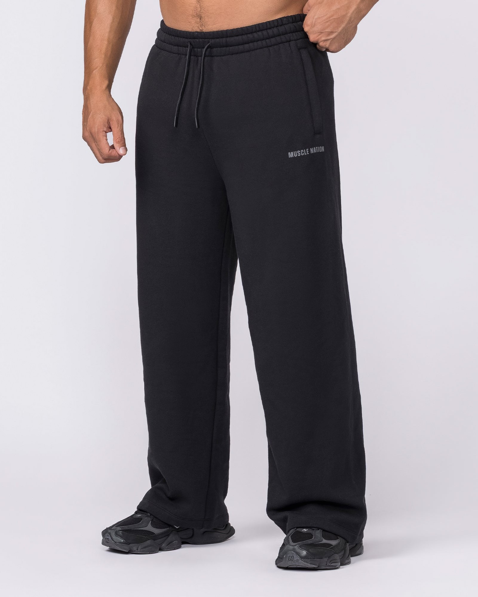 Essential Wide Leg Trackies - Black