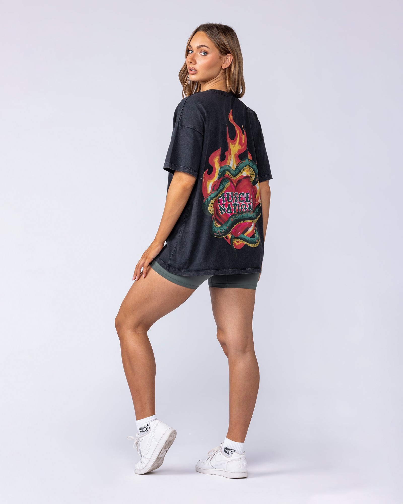 Hearts On Fire Oversized Tee - Washed Black