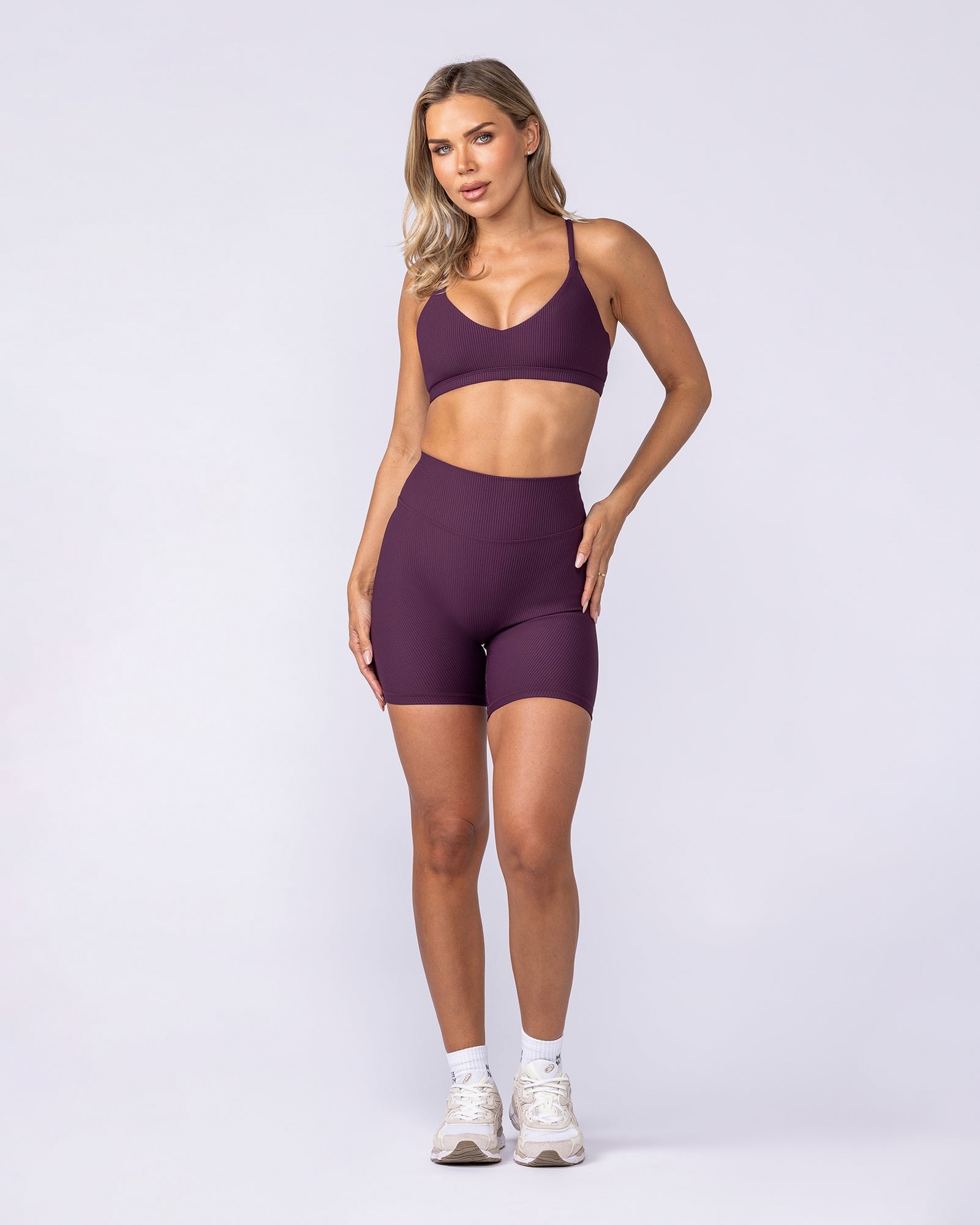 Zero Rise Rib Bike Shorts - Cranberry