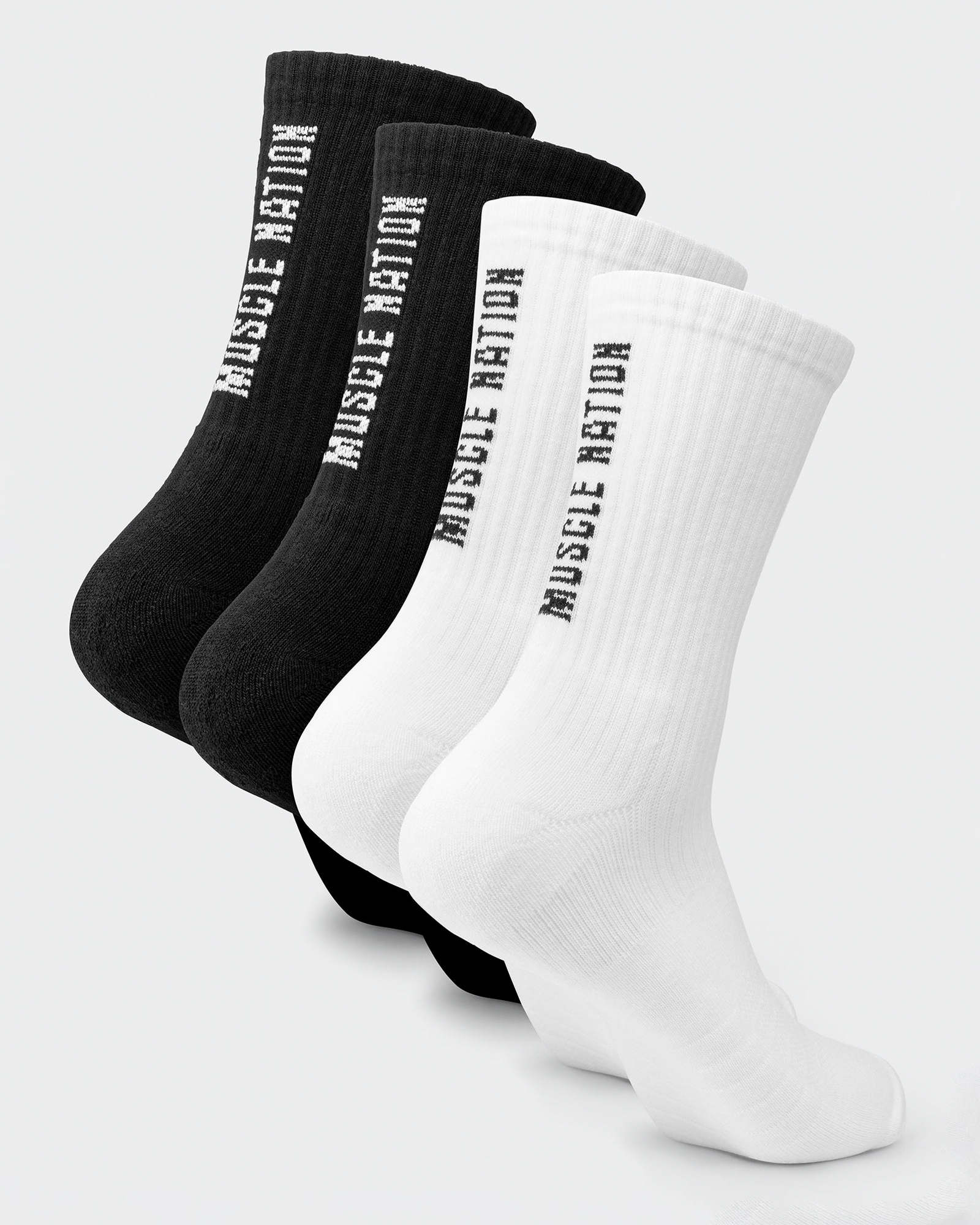 Mens Trainer Crew Sock - 2Pack Black /White Multi