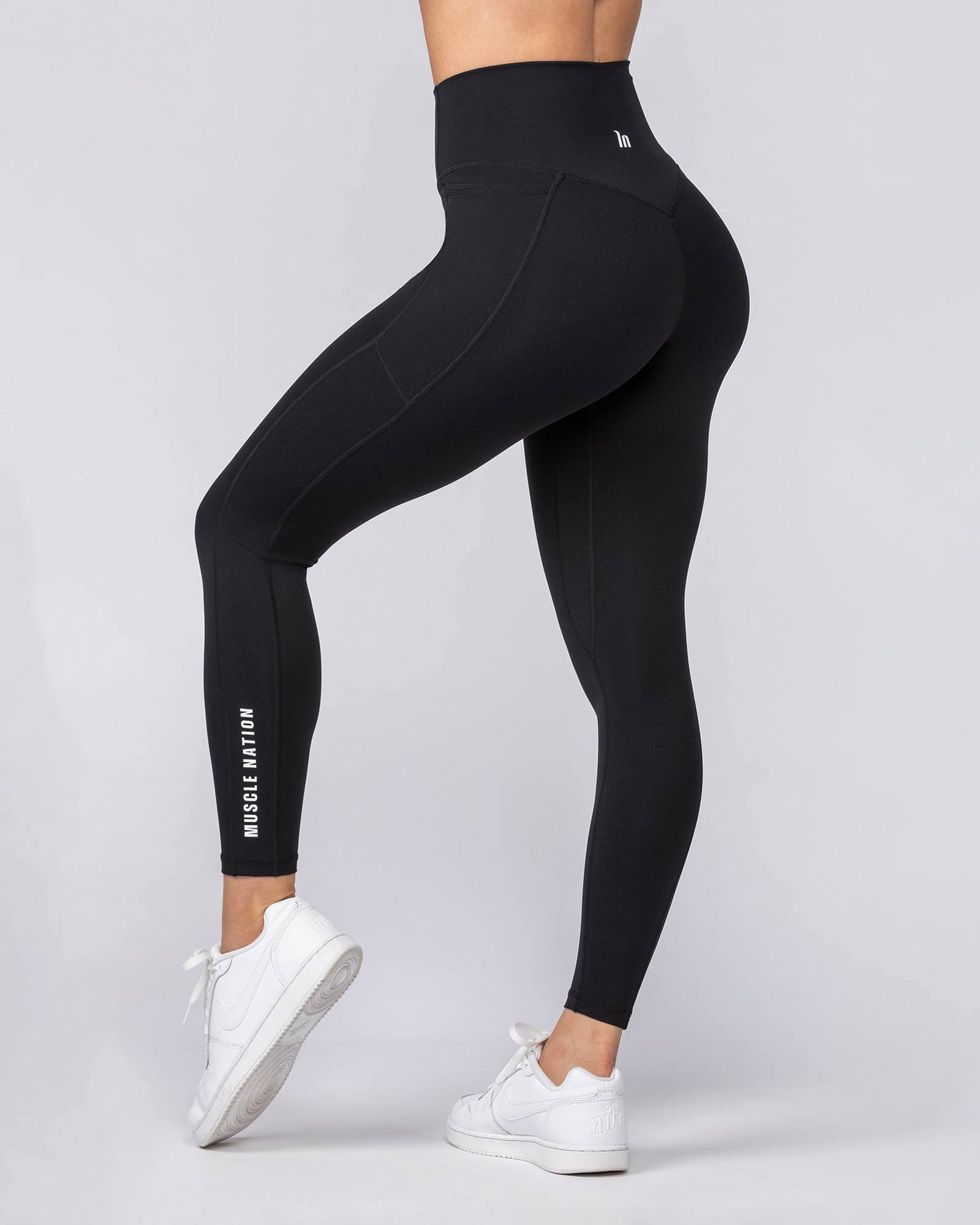 Agility Aura Pocket Ankle Length Leggings - Black