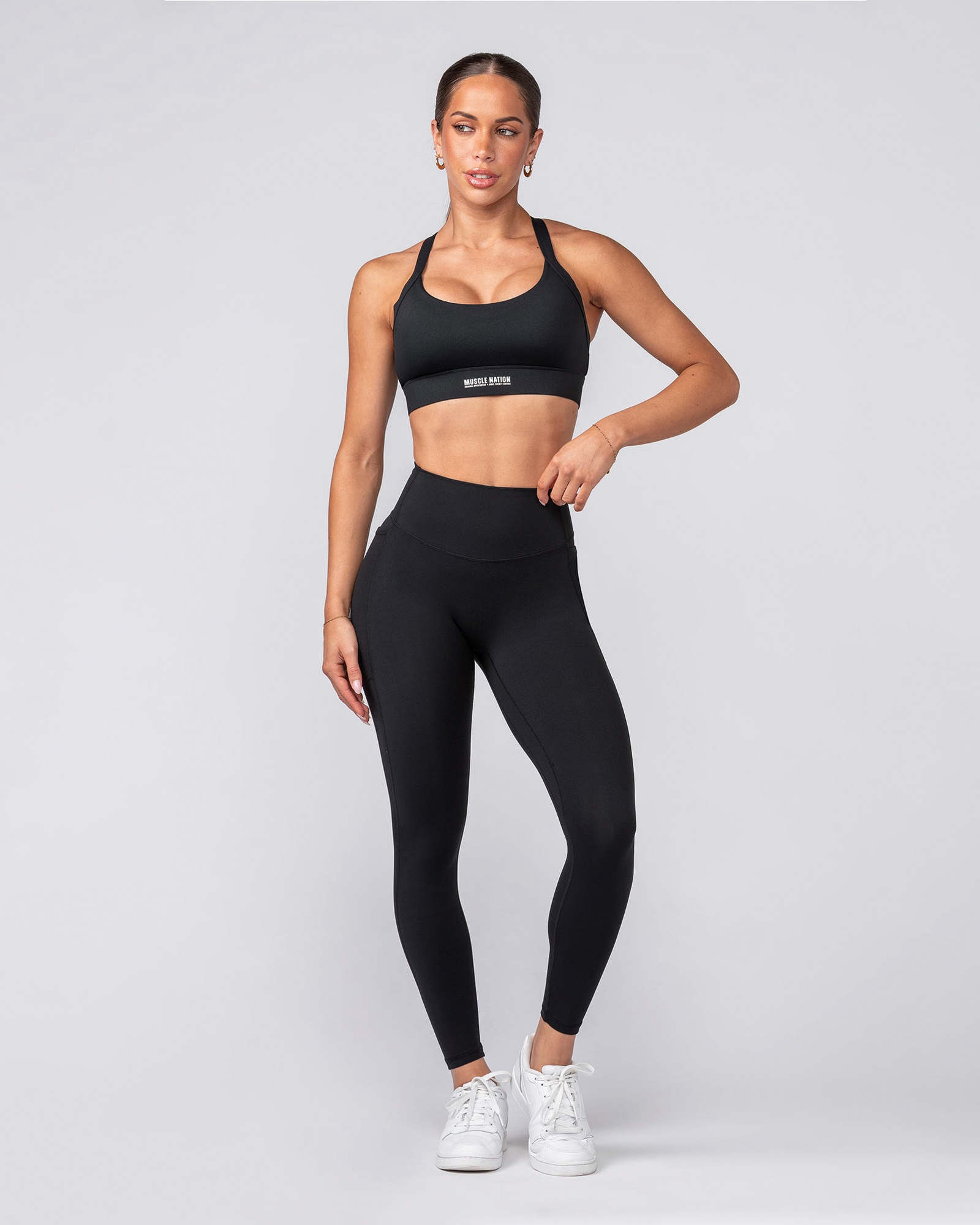 Agility Aura Pocket Ankle Length Leggings - Black