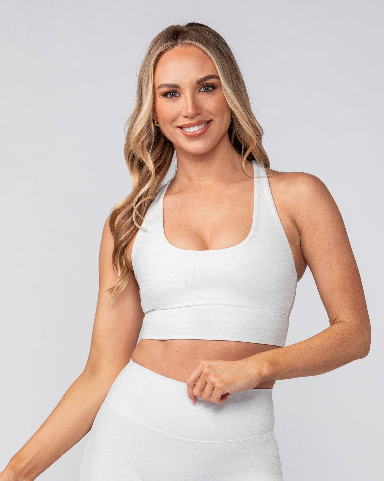 Allure Longline Bra - White Grey Marl