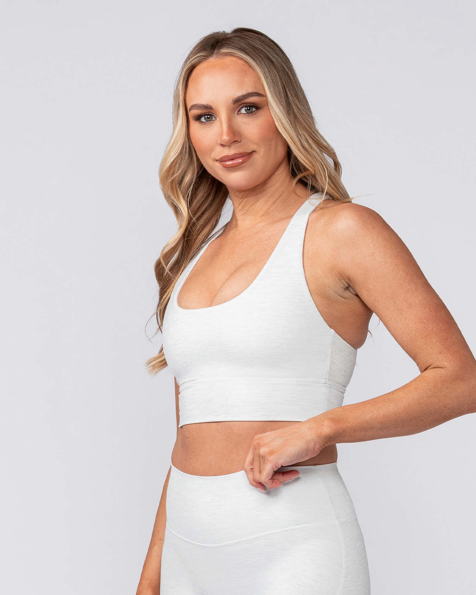 Allure Longline Bra - White Grey Marl