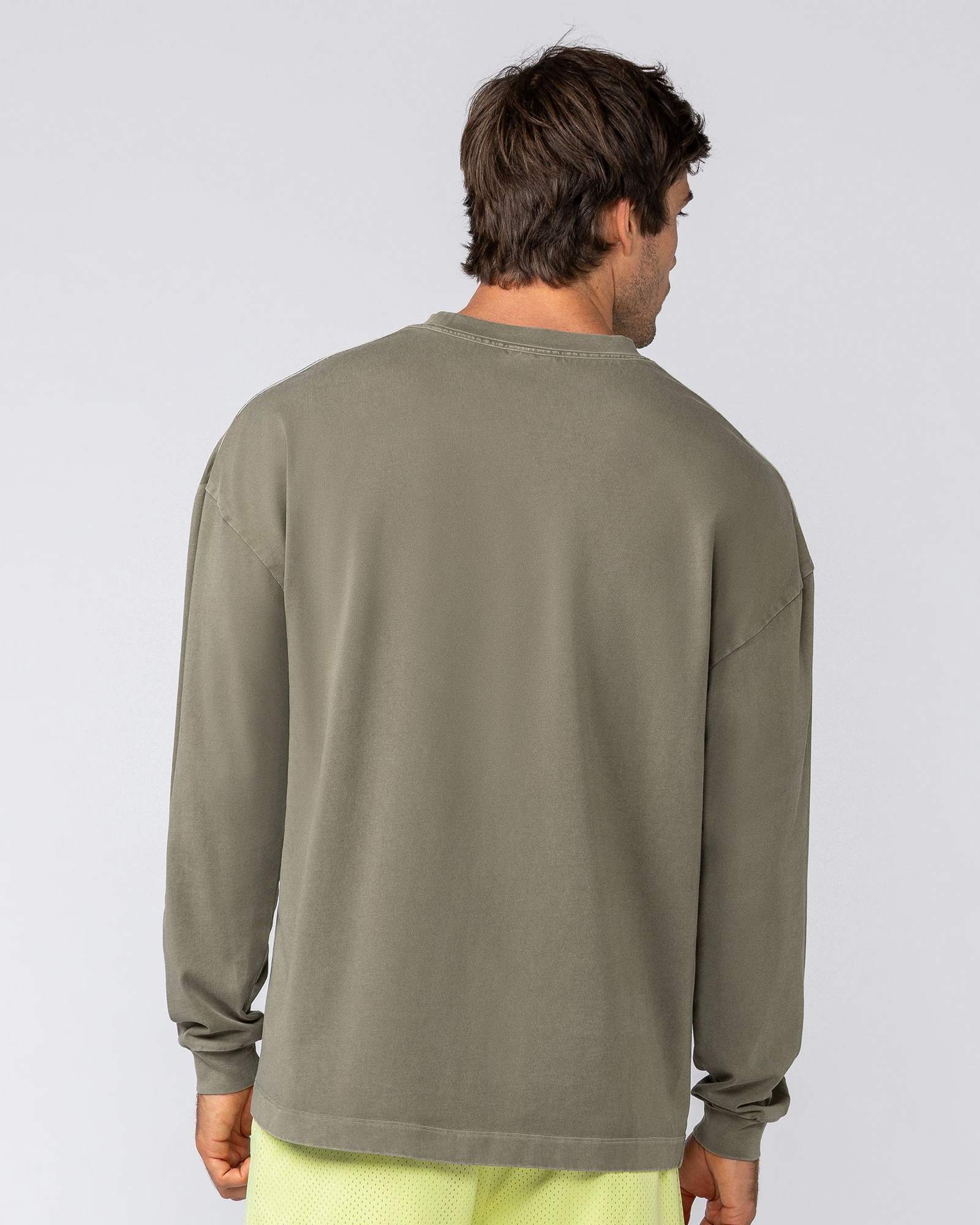 Alpha Oversized Mens Long Sleeve - Washed Dark Khaki