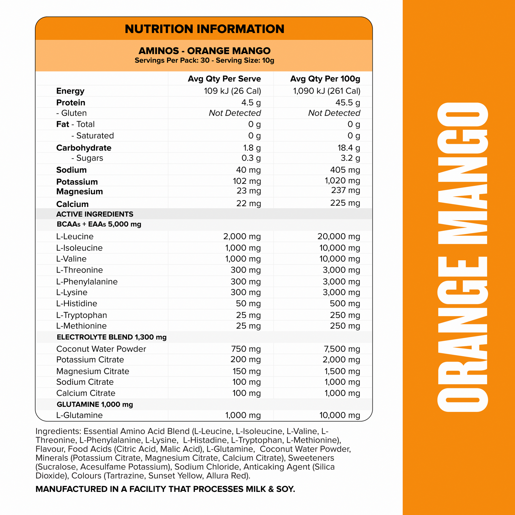 AMINOS + HYDRATION - Orange Mango - 30 serves