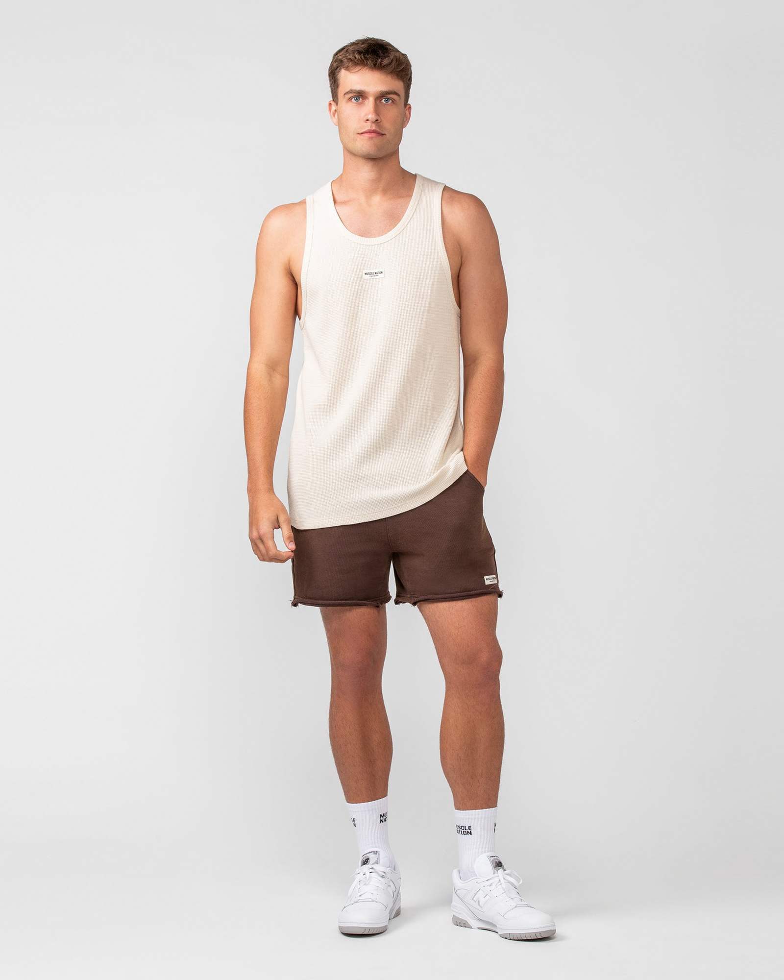 Raw Hem 5" Shorts - Washed Brown
