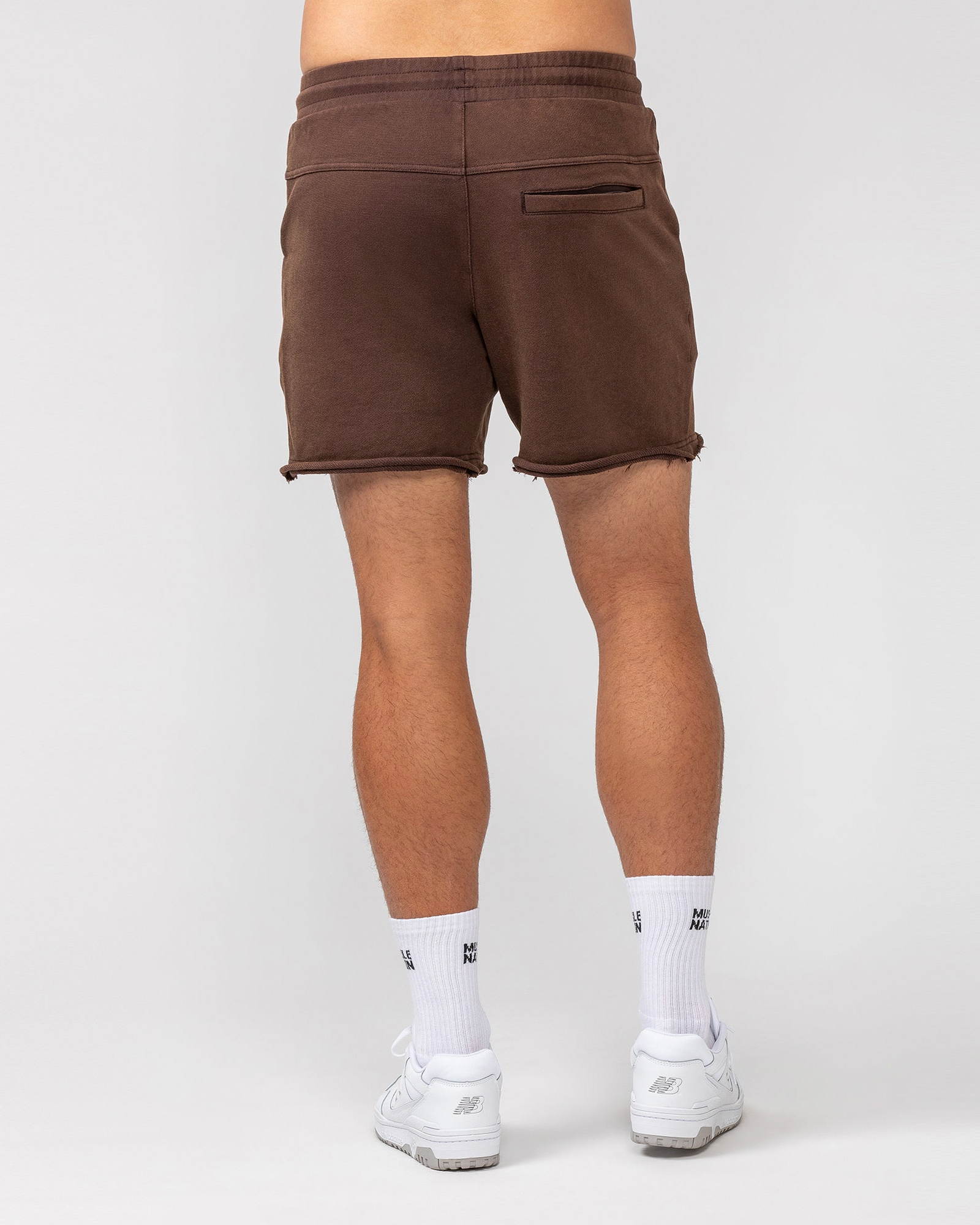 Raw Hem 5" Shorts - Washed Brown