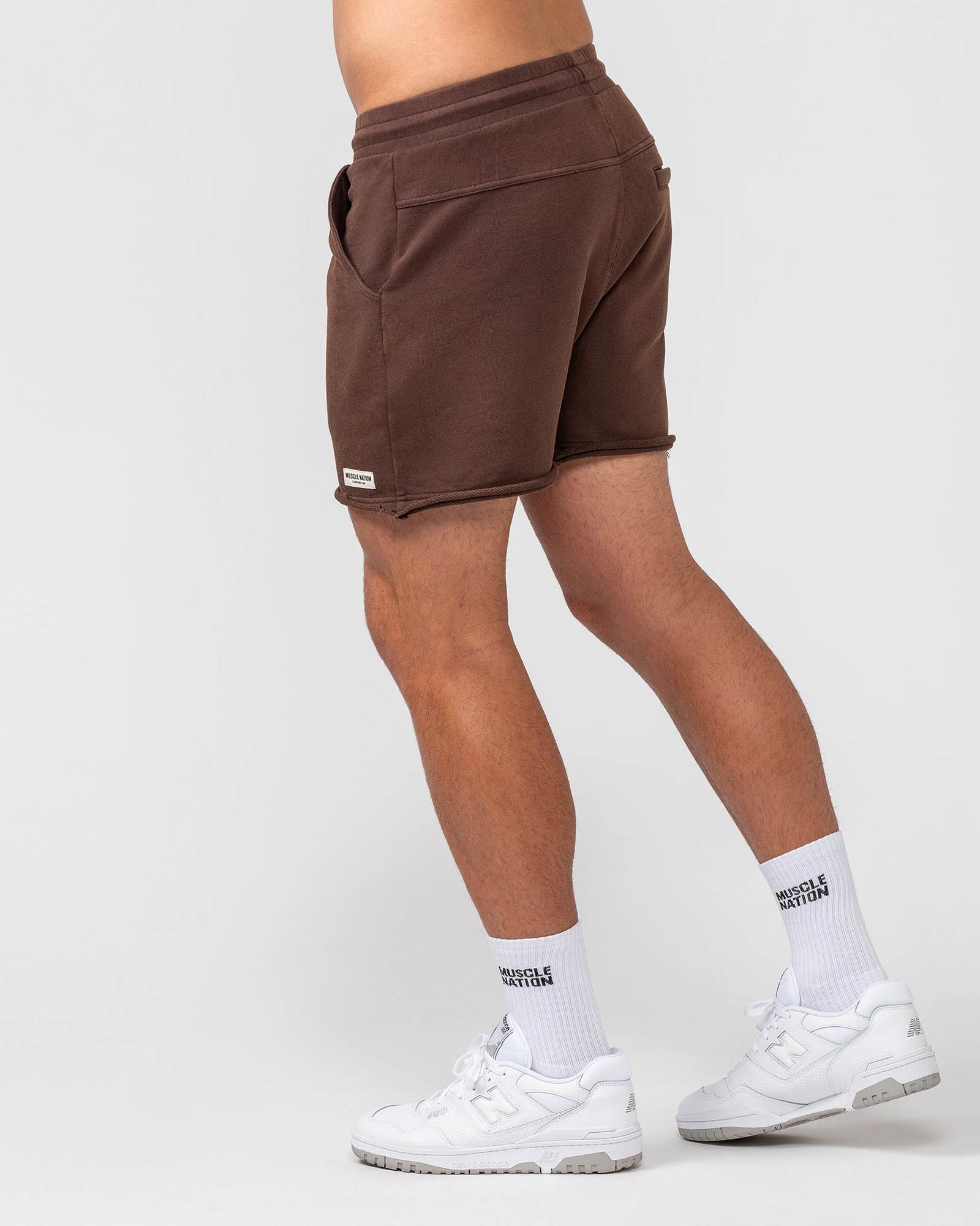 Raw Hem 5" Shorts - Washed Brown