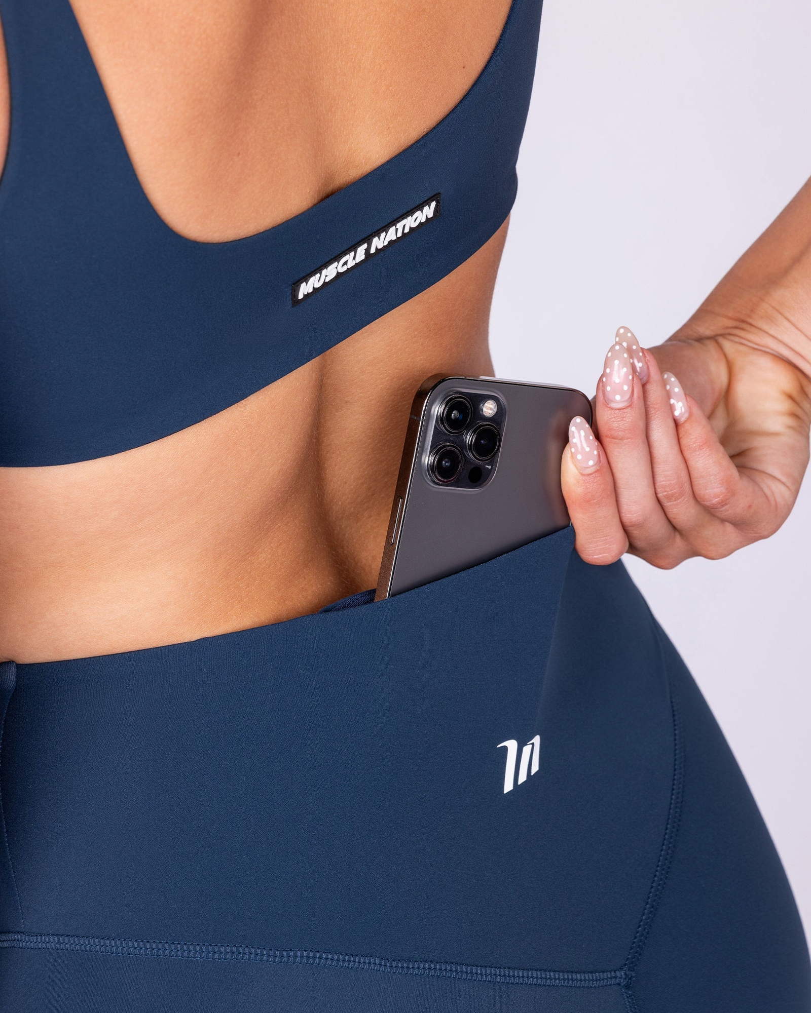 Aura Back Pocket Ankle Length Leggings - Navy
