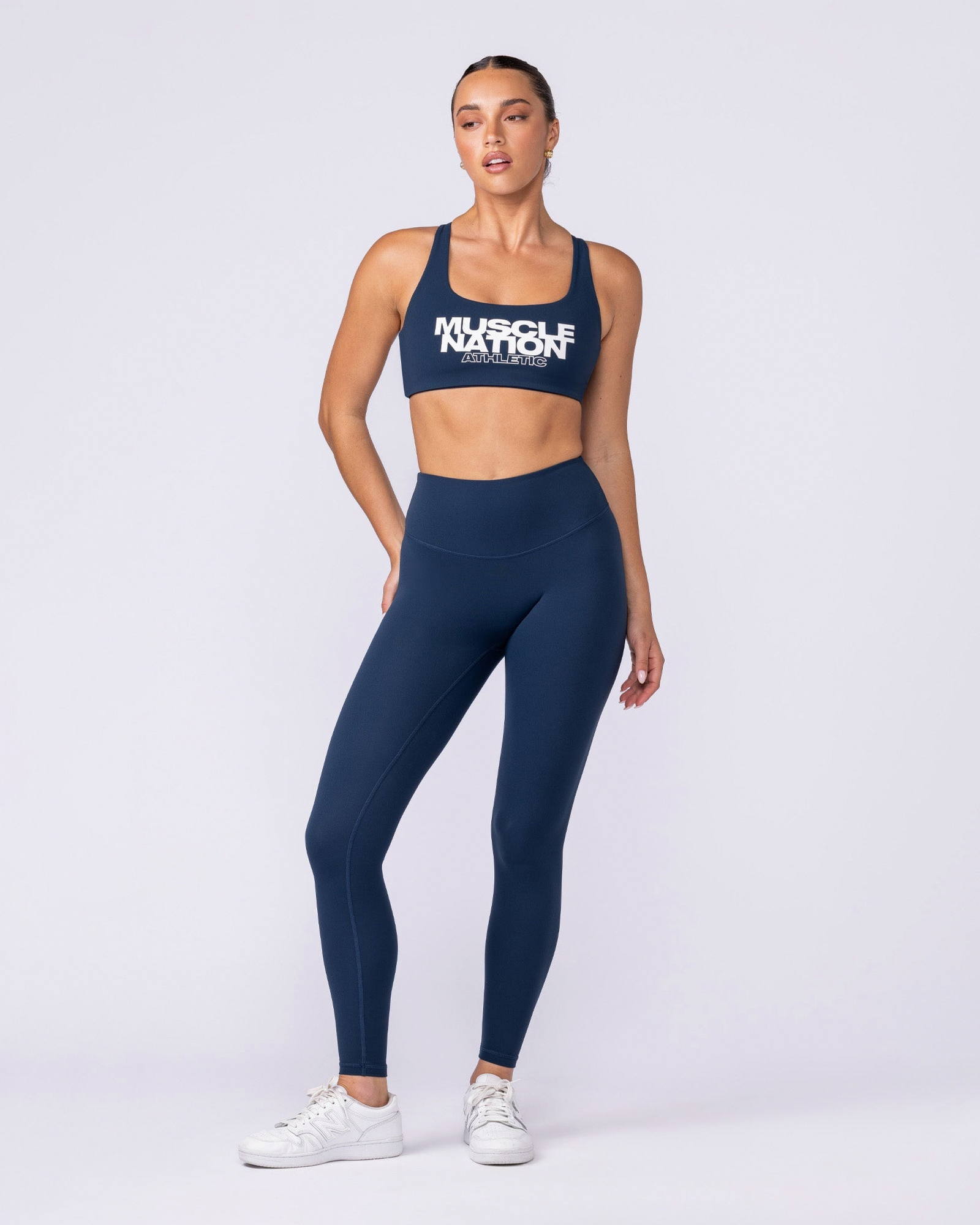 Aura Back Pocket Ankle Length Leggings - Navy