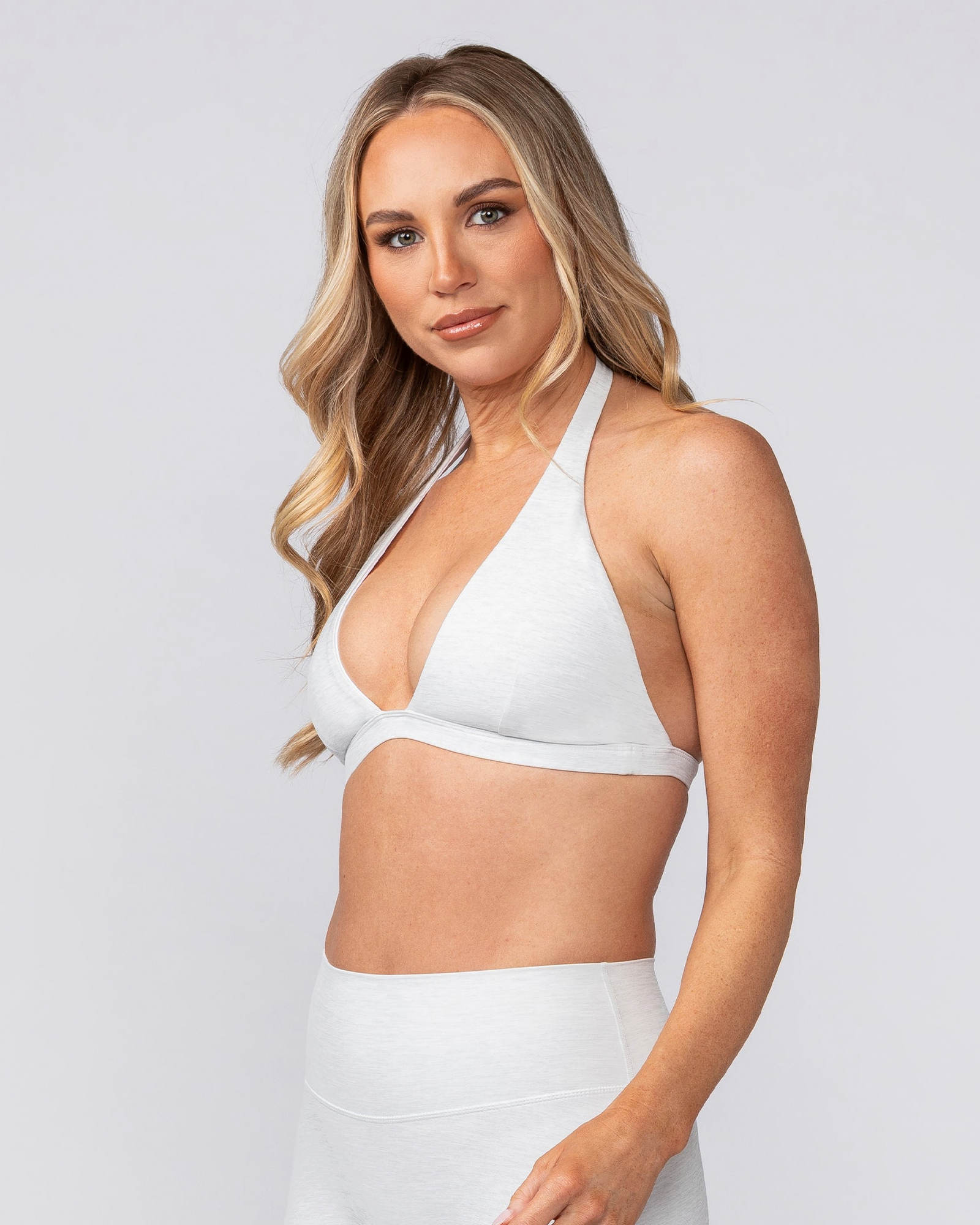 Aura Halter Bralette - White Grey Marl