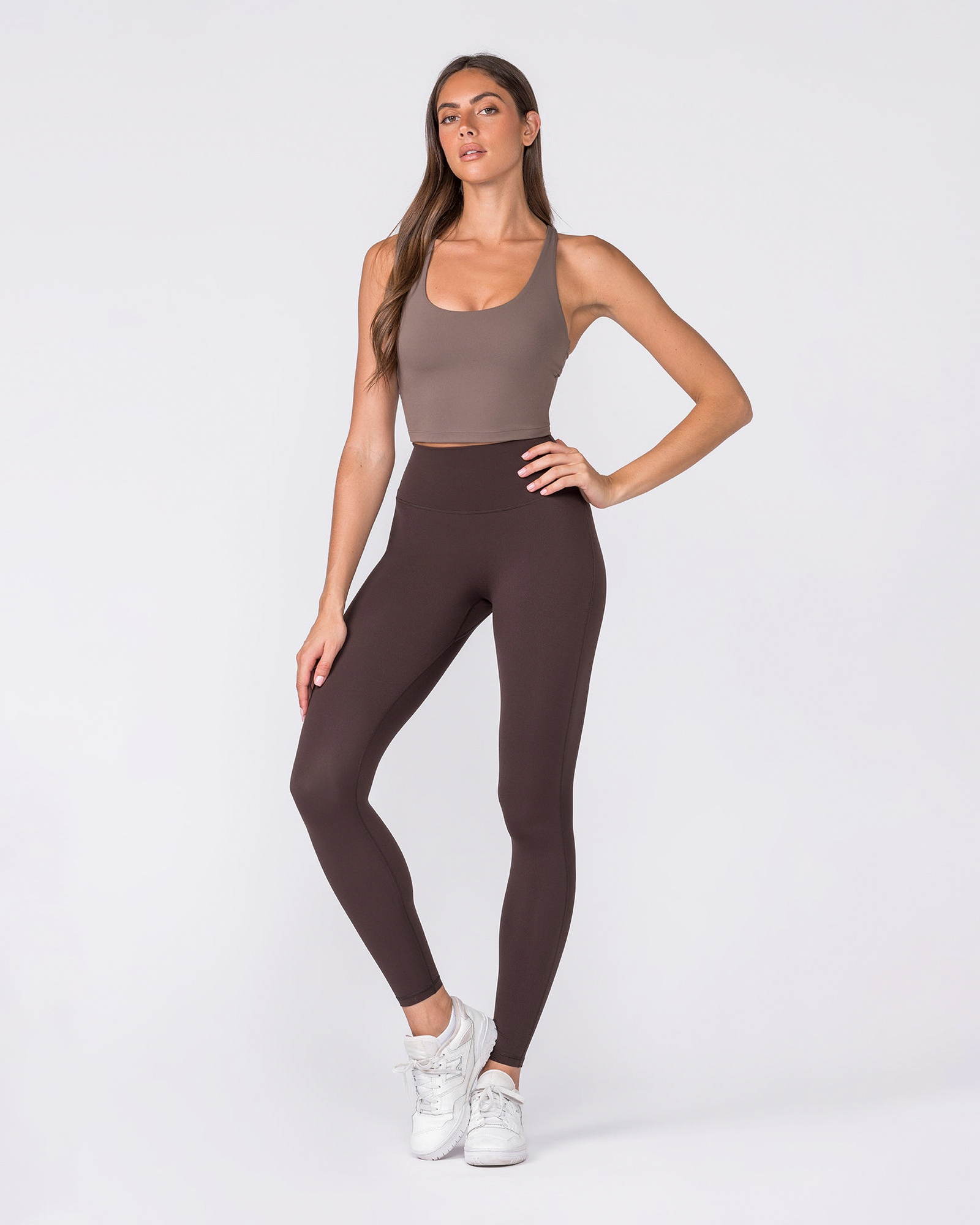 Aura Peachy High Invisible Scrunch Ankle Leggings - Cocoa