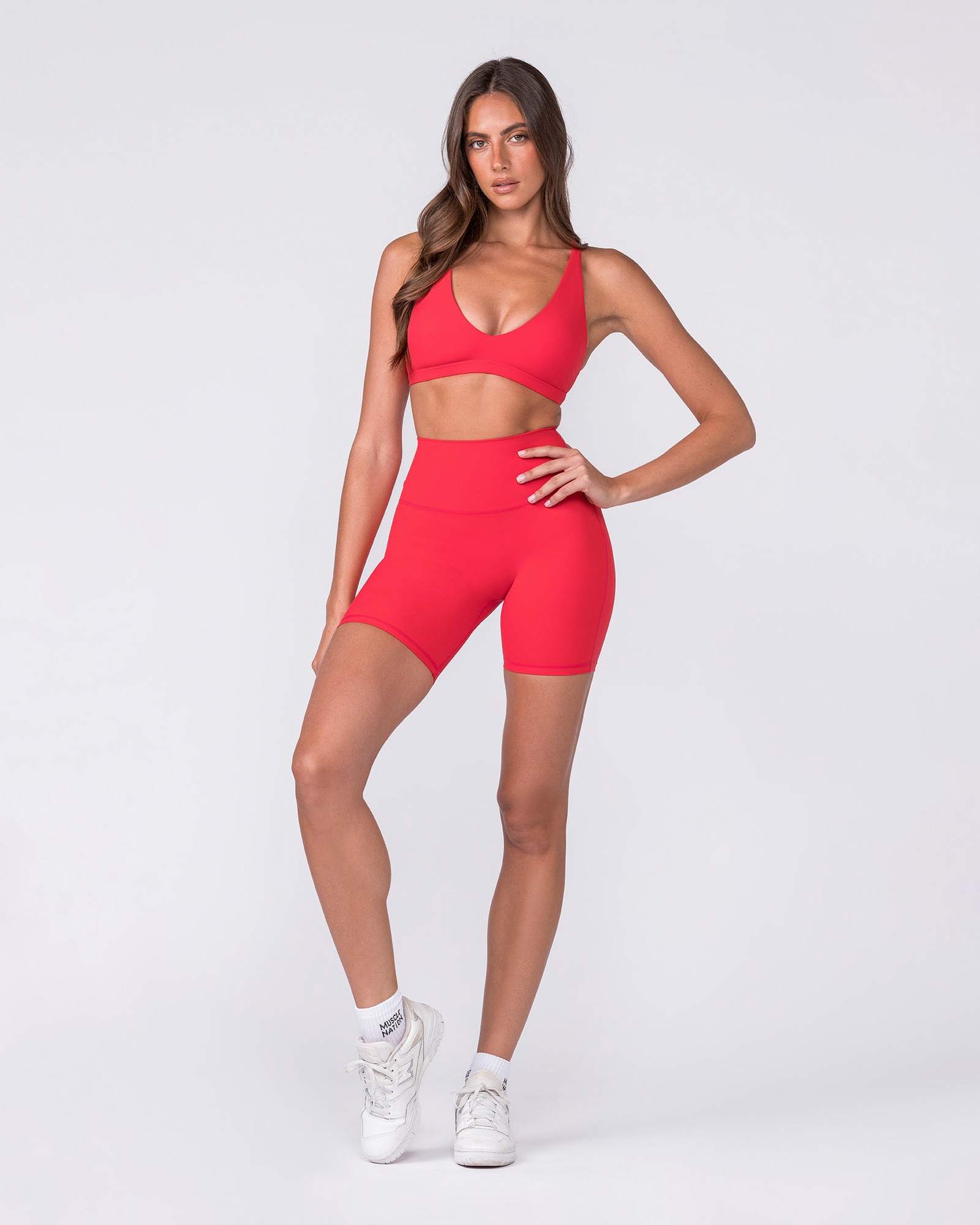 Aura Peachy High Invisible Scrunch Bike Shorts - Salsa